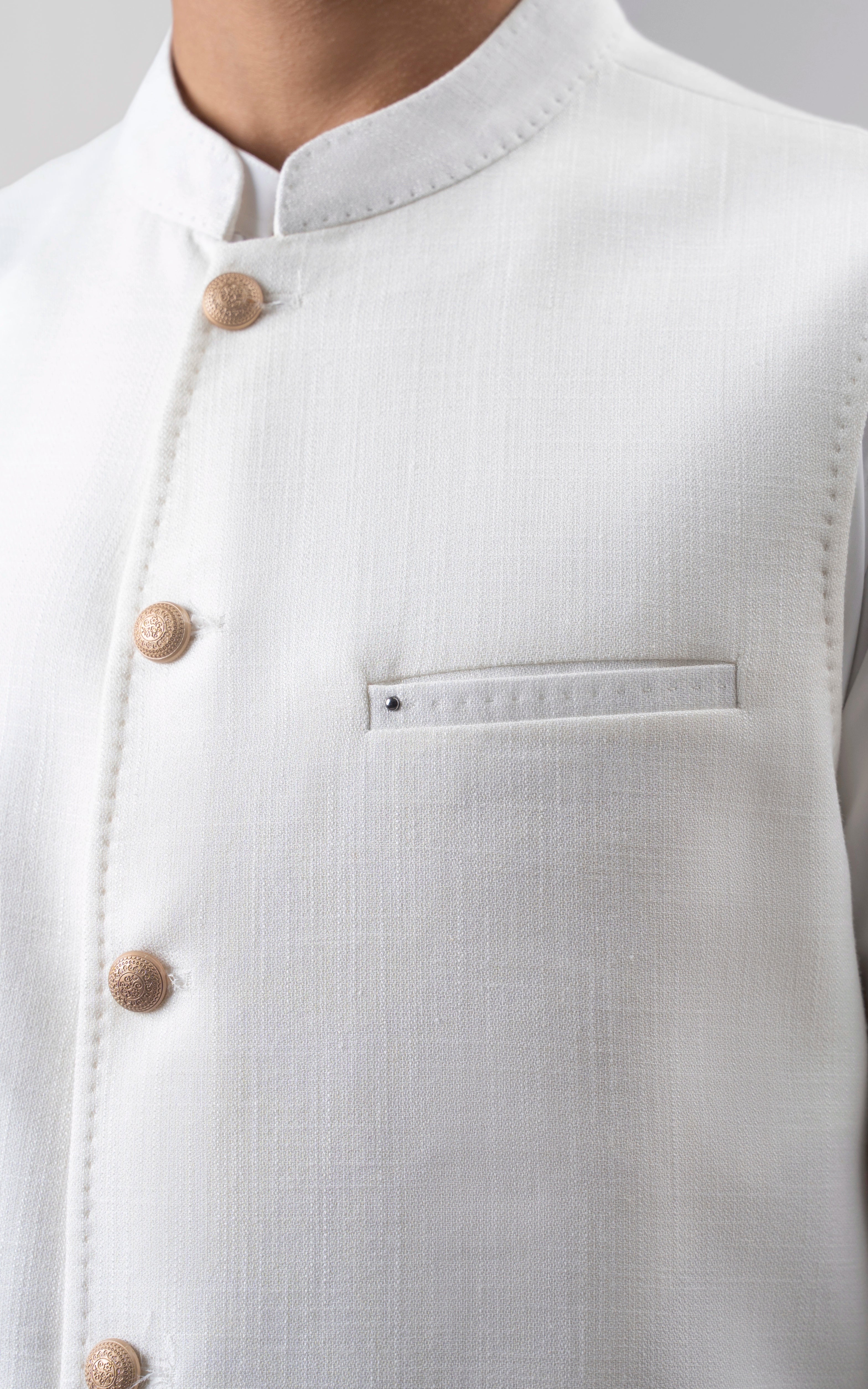 BLENDED TEXTURED WAISTCOAT | PREMIUM COLLECTION OFF WHITE