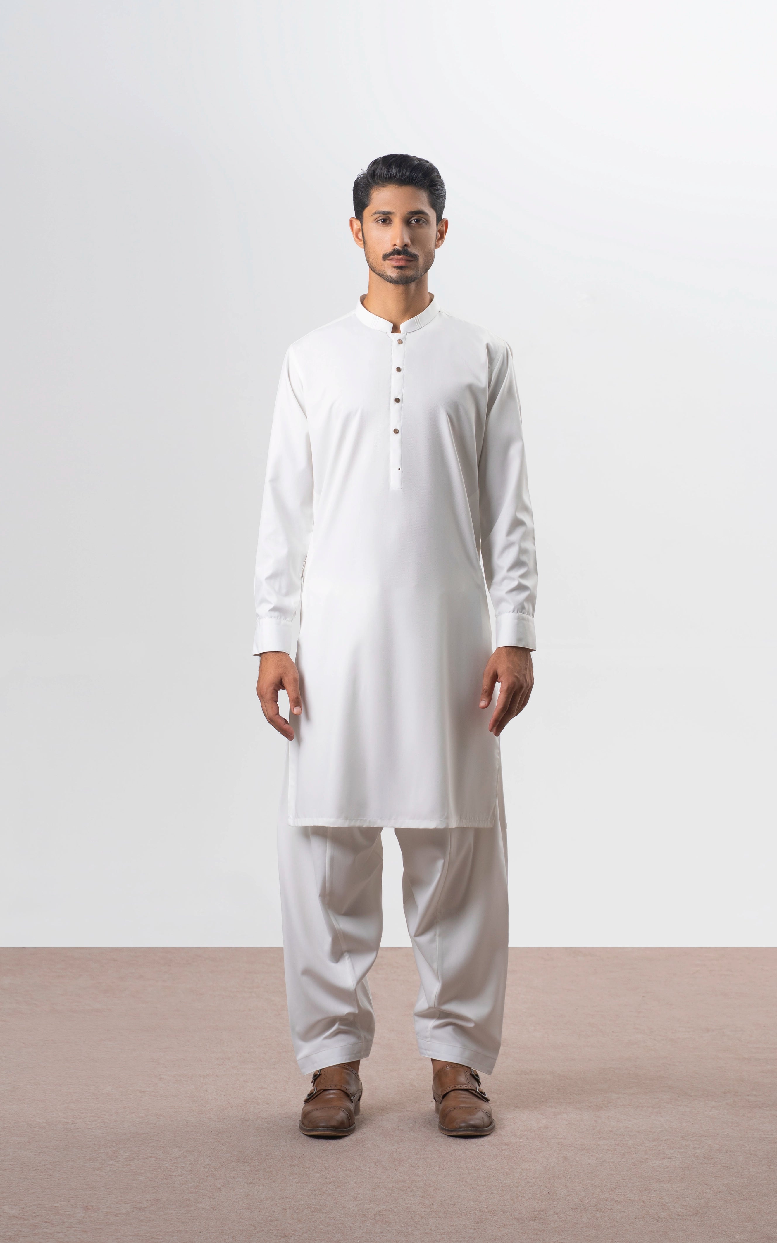 TEXTURED BLENDED KAMEEZ SHALWAR | SIGNATURE COLLECTION OFF WHITE