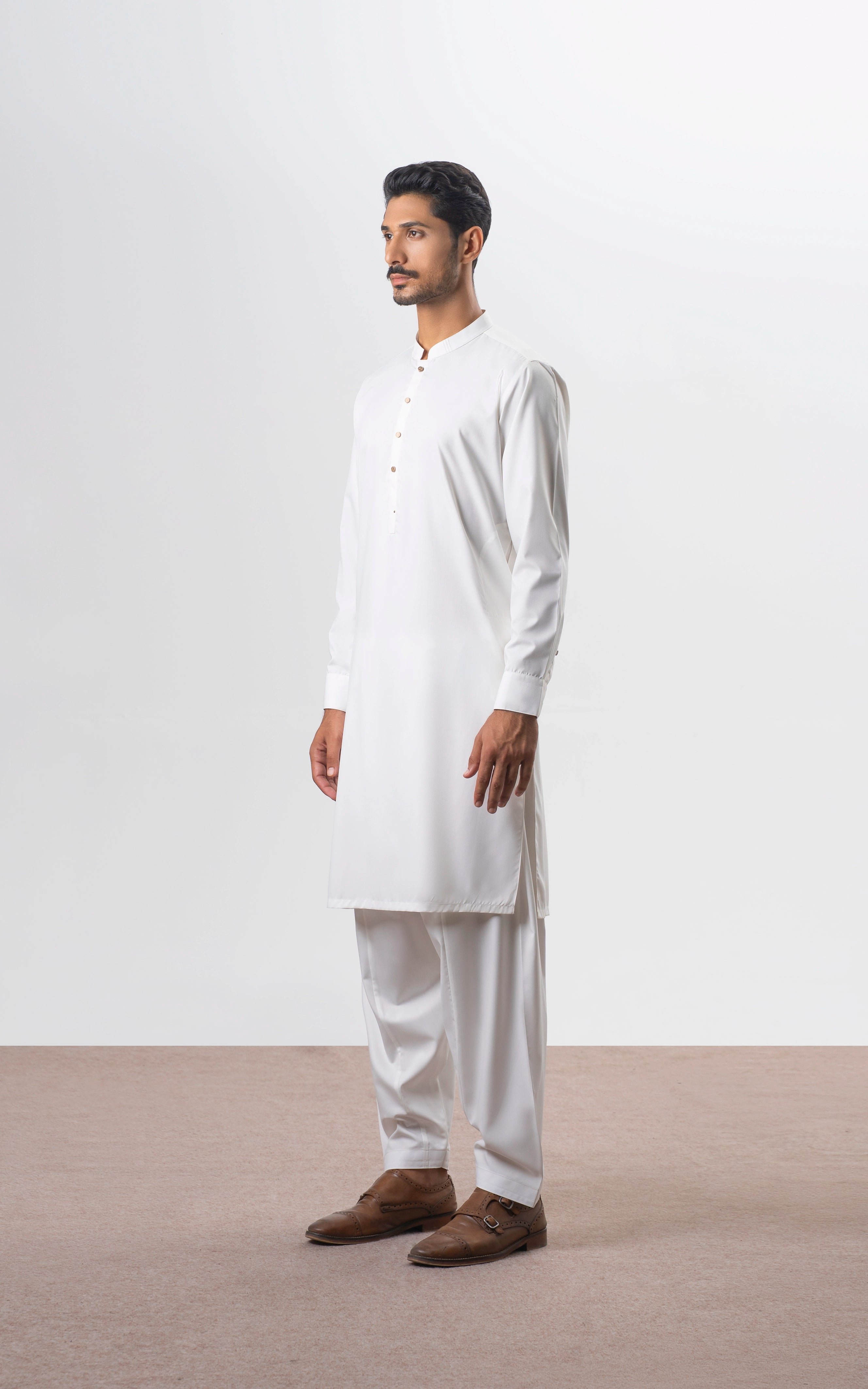 TEXTURED BLENDED KAMEEZ SHALWAR | SIGNATURE COLLECTION OFF WHITE