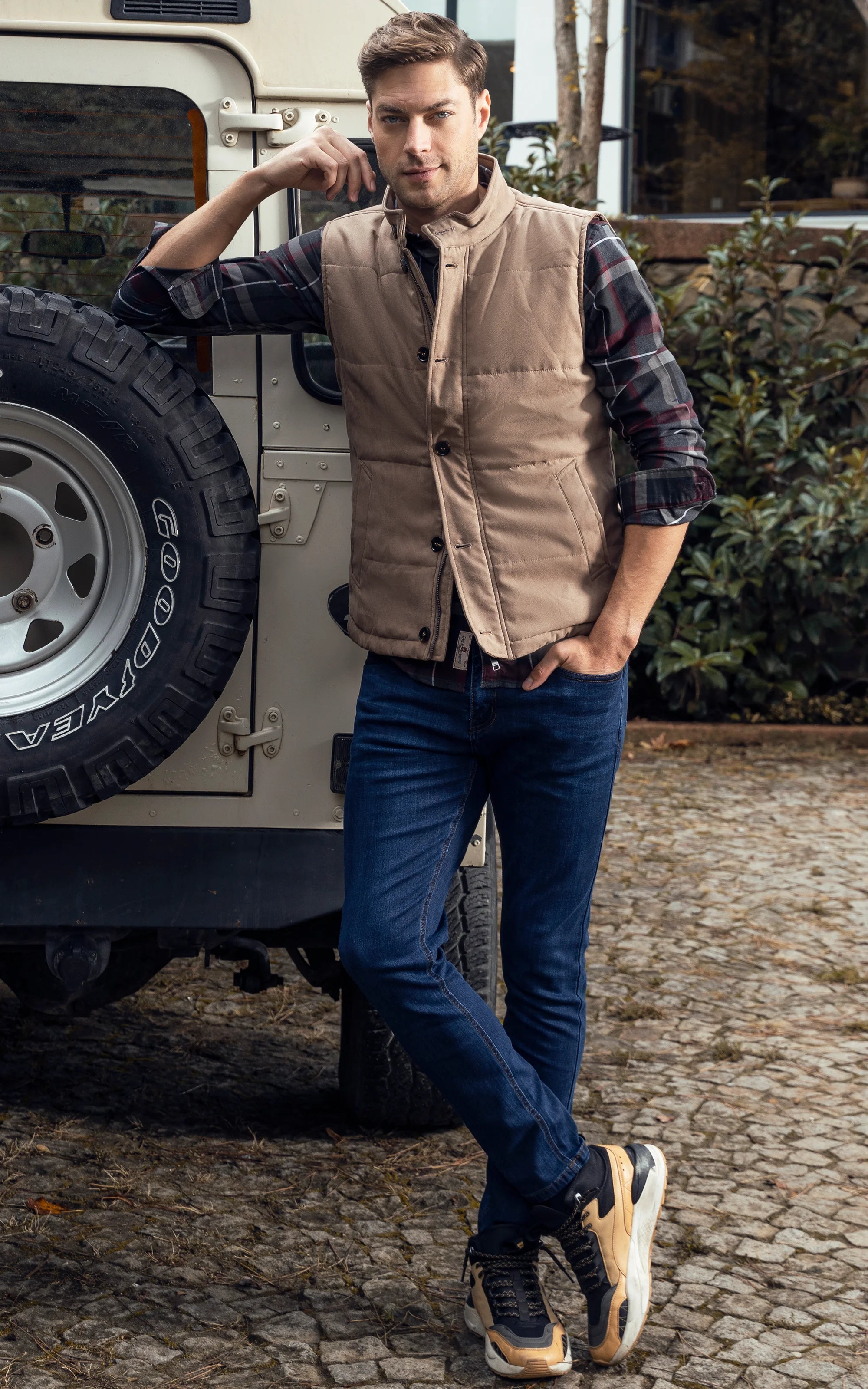 SUEDE QUILTED JACKET KHAKI