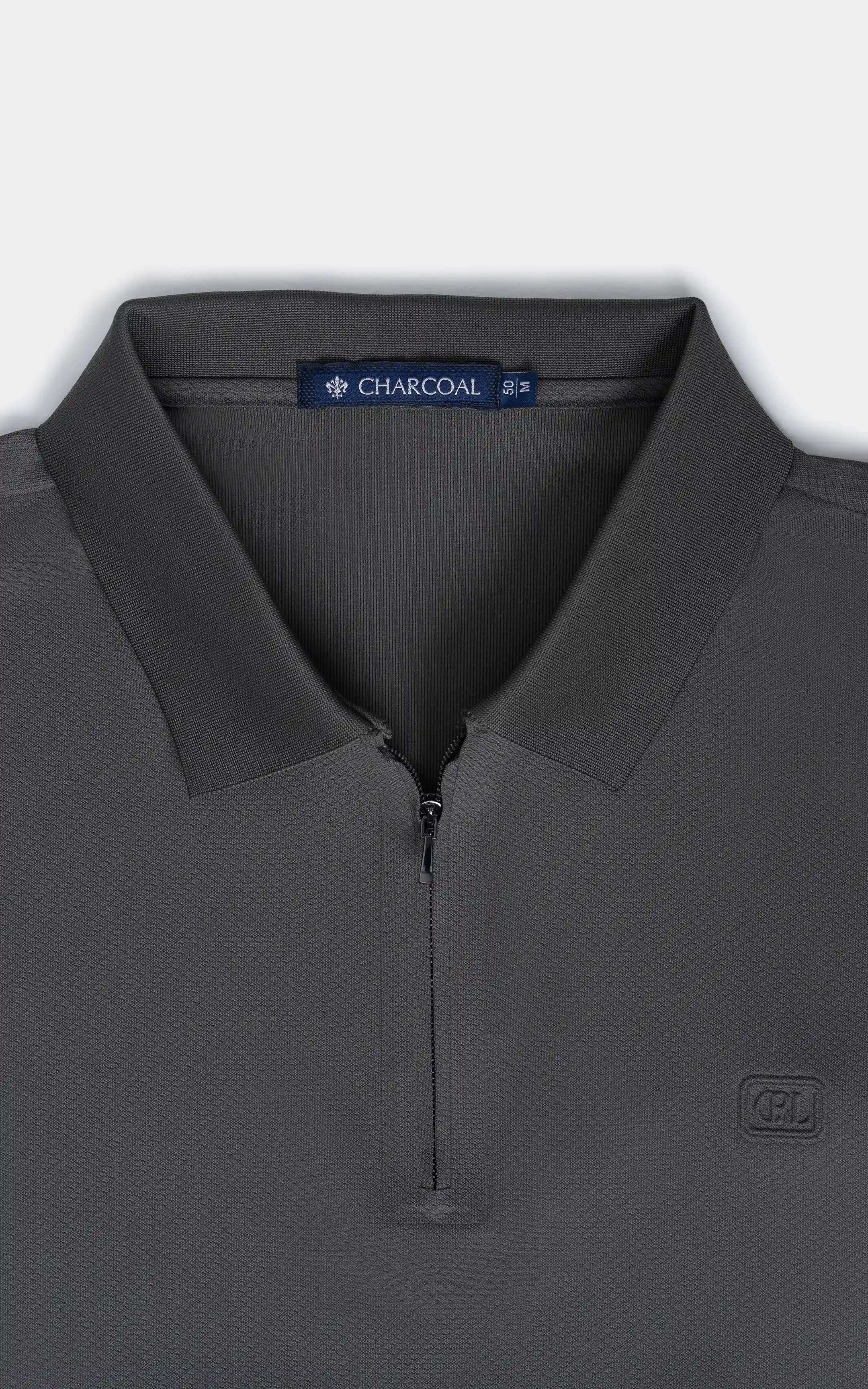 SMART FIT PREMIUM ZIP POLO SHIRT DARK GREY