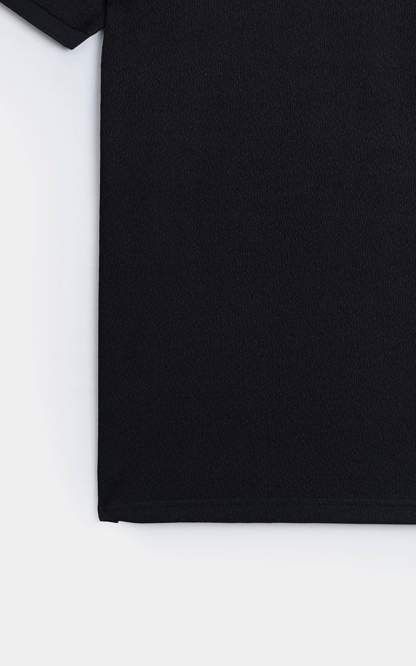 JACQUARD TEXTURED ZIP POLO SHIRT BLACK