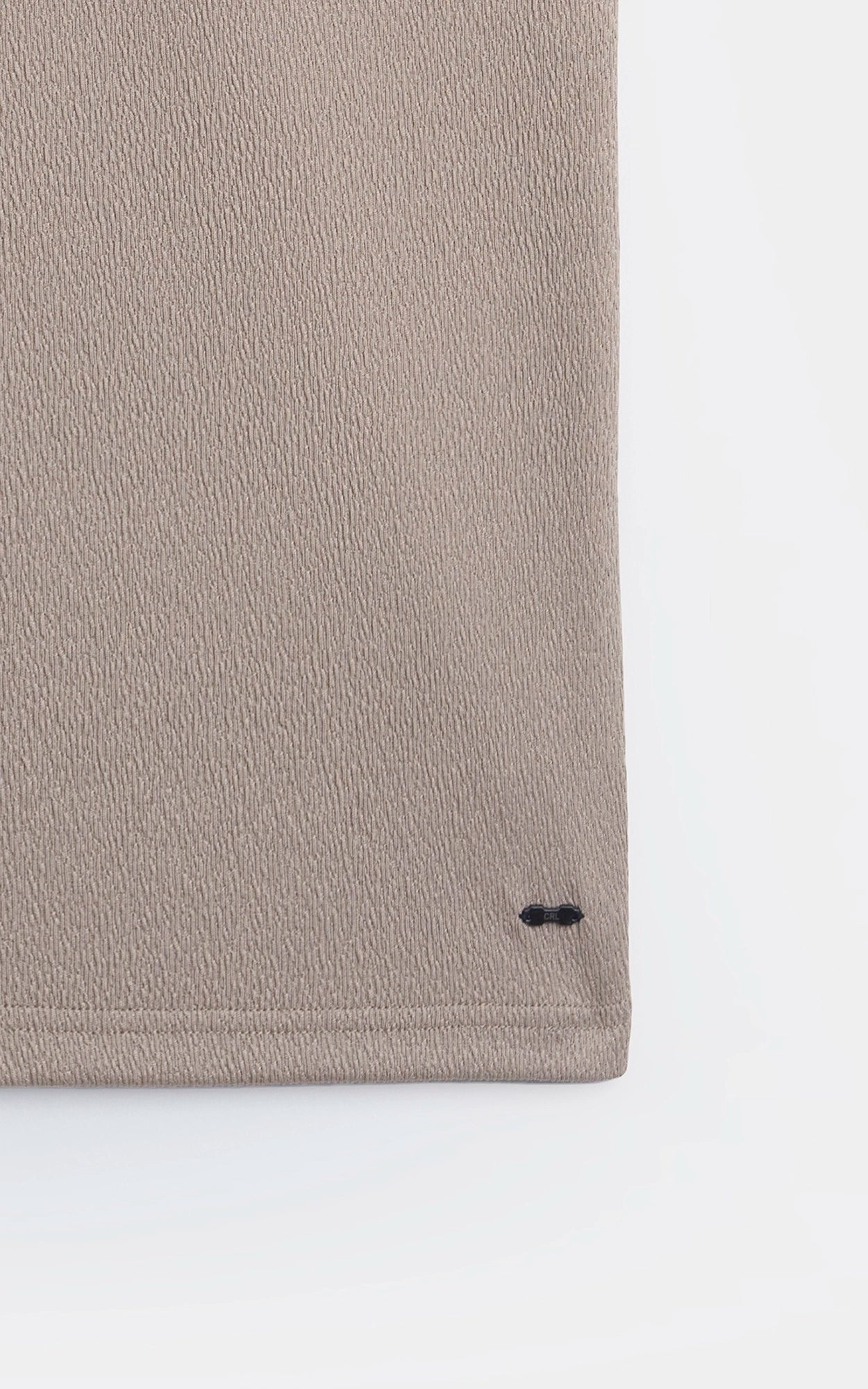 JACQUARD TEXTURED ZIP POLO SHIRT KHAKI
