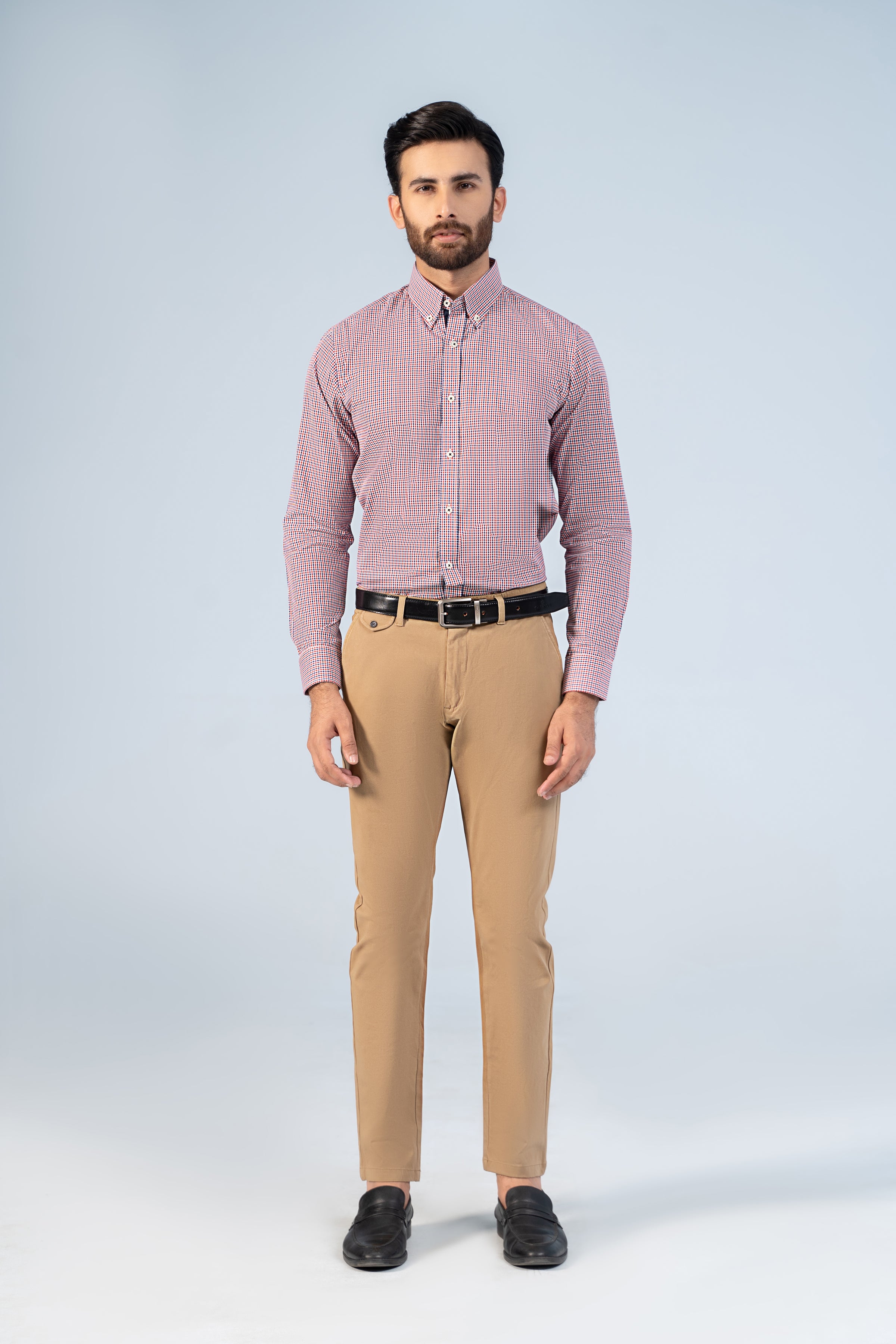 SEMI FORMAL SHIRTS NAVY MAROON CHECK - Charcoal Clothing