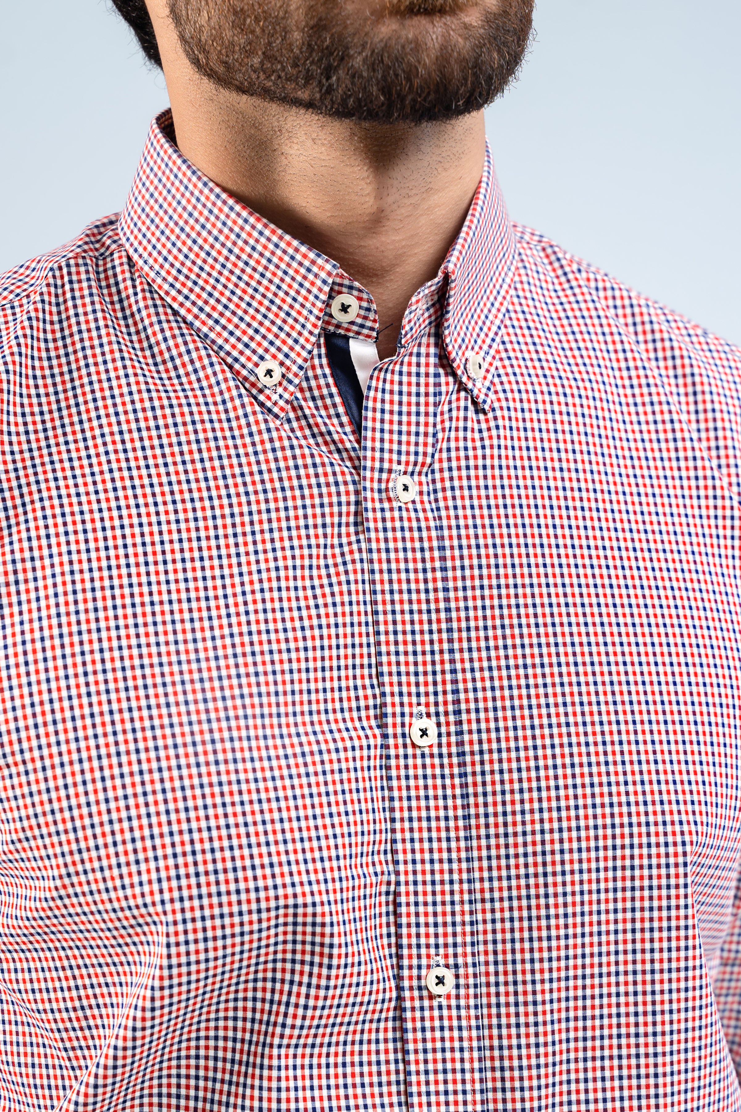 SEMI FORMAL SHIRTS NAVY MAROON CHECK - Charcoal Clothing