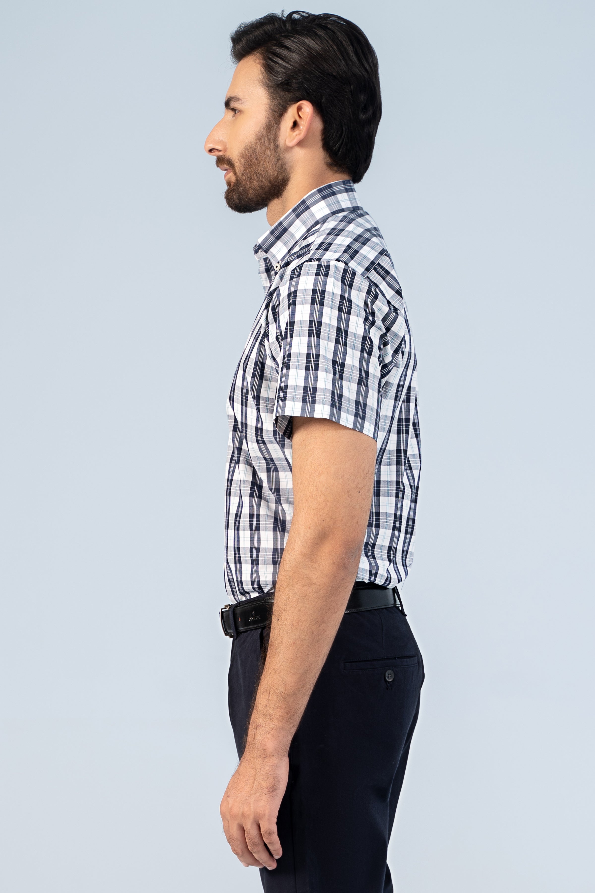 SEMI FORMAL HALF SLEEVE NAVY WHITE CHECK