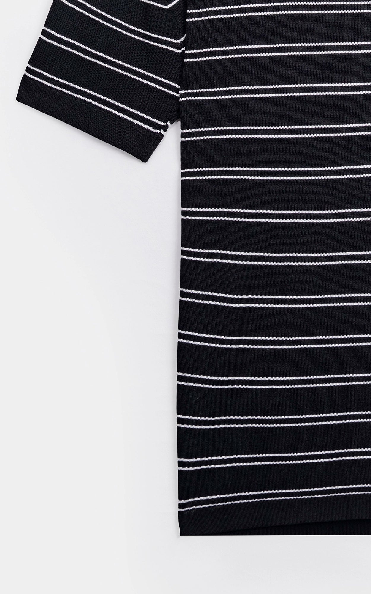 CREW NECK SWEATER KNIT HORIZONTAL STRIPED T-SHIRT BLACK