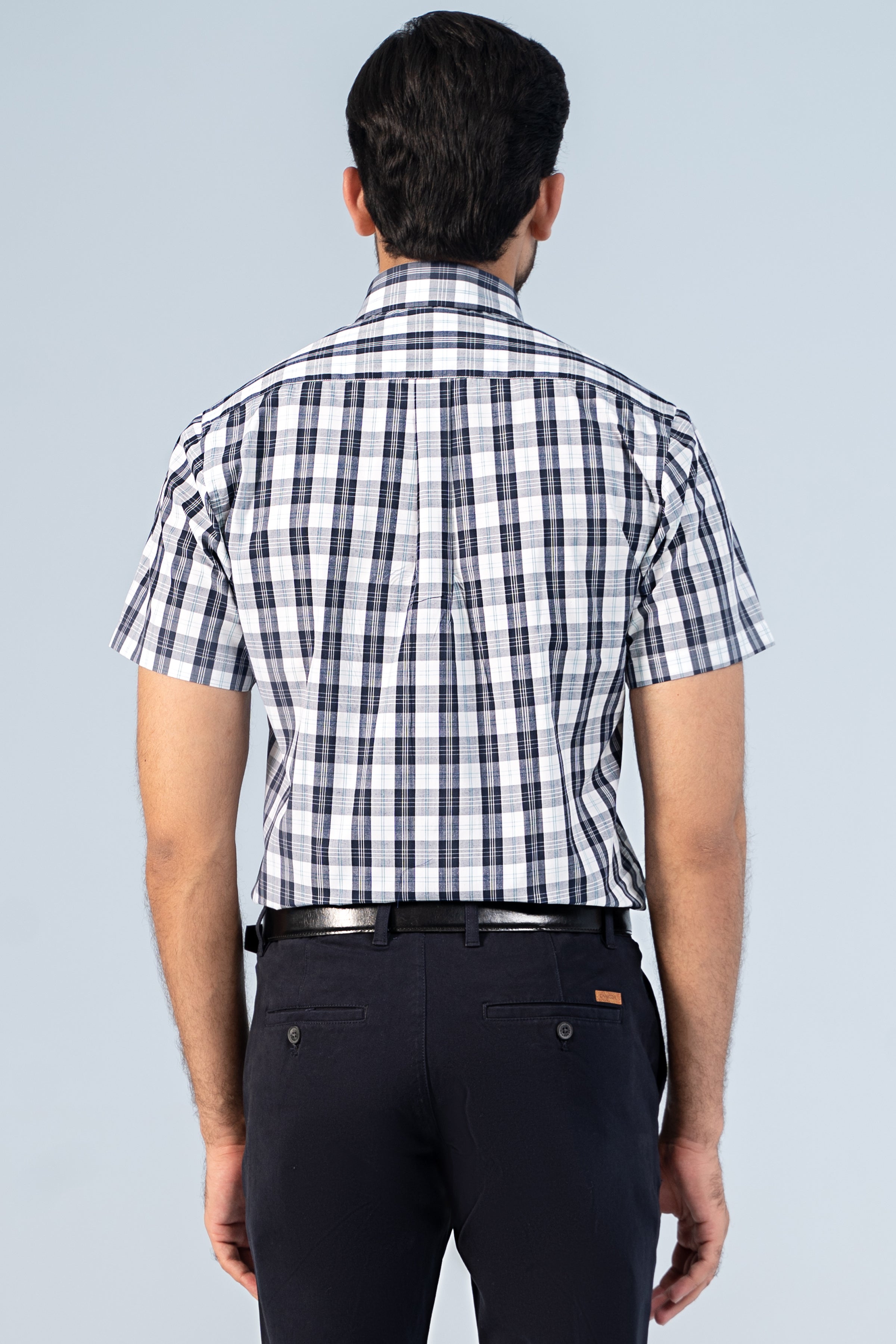 SEMI FORMAL HALF SLEEVE NAVY WHITE CHECK