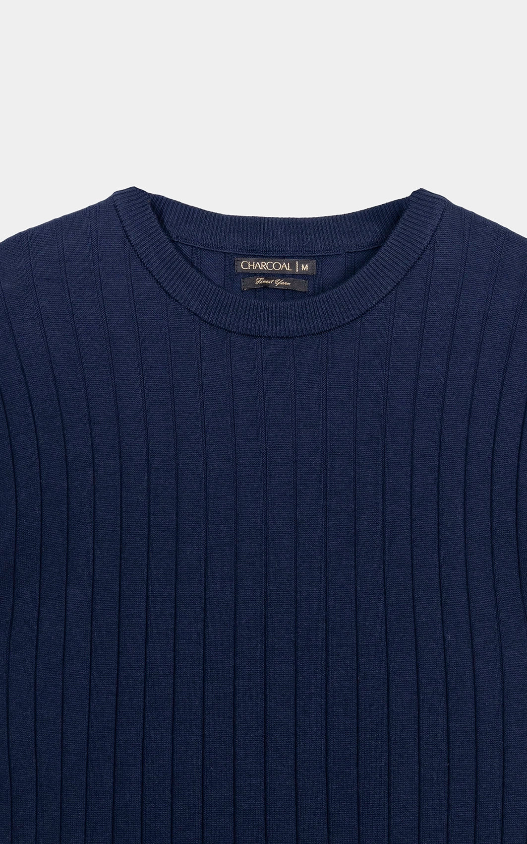 SWEATER KNIT SELF STRIPED CREW NECK T SHIRT NAVY