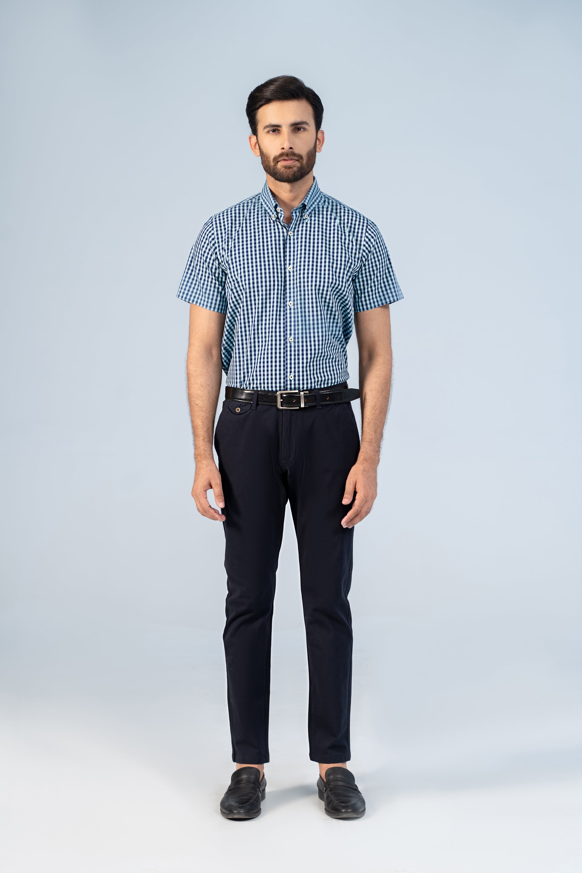 SEMI FORMAL HALF SLEEVE NAVY CHECK