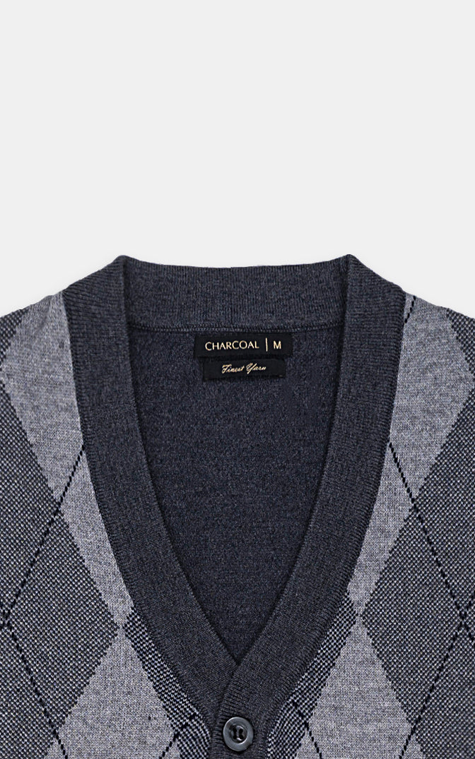 SLEEVELESS BUTTON FRONT SWEATER GREY
