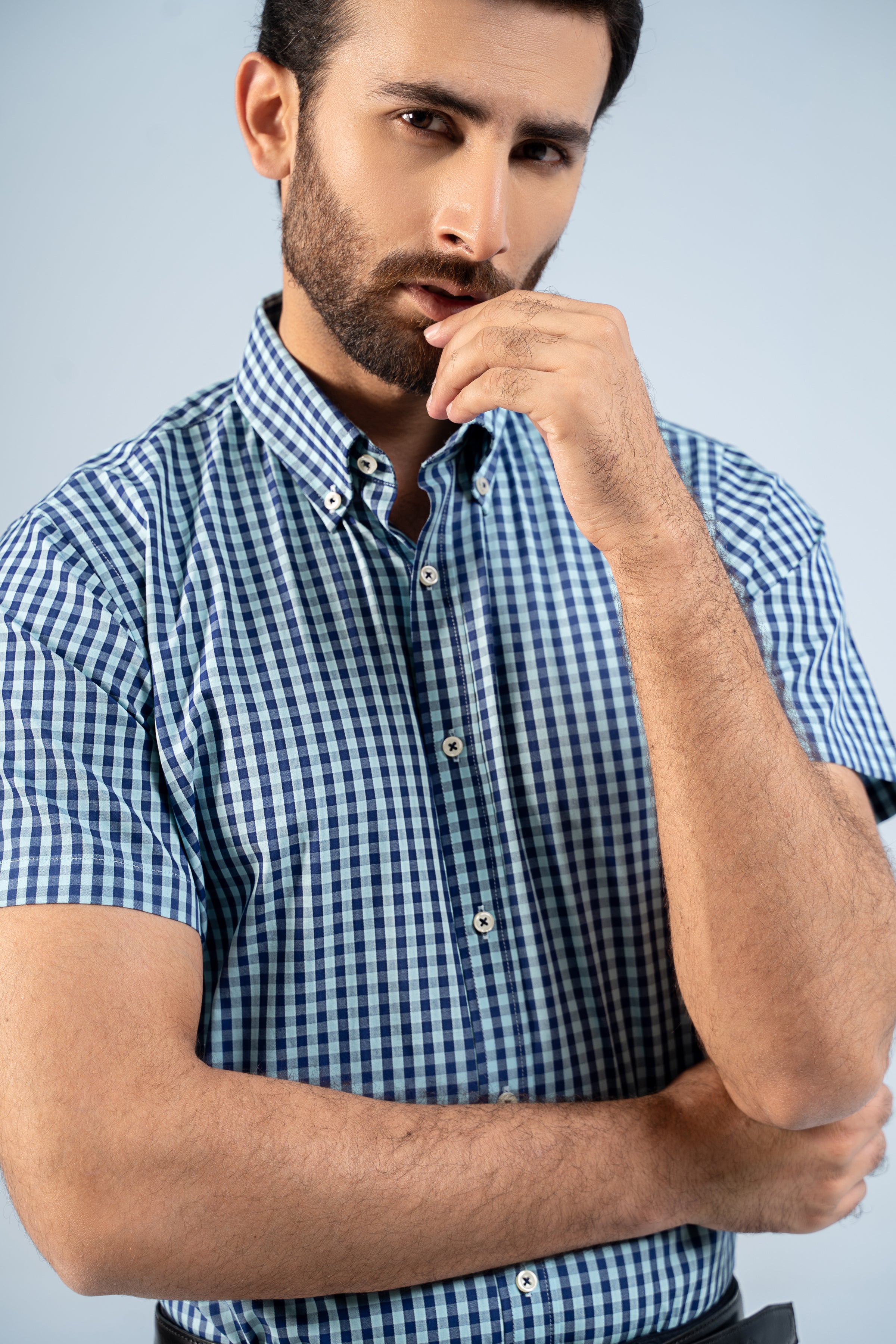 SEMI FORMAL HALF SLEEVE NAVY CHECK
