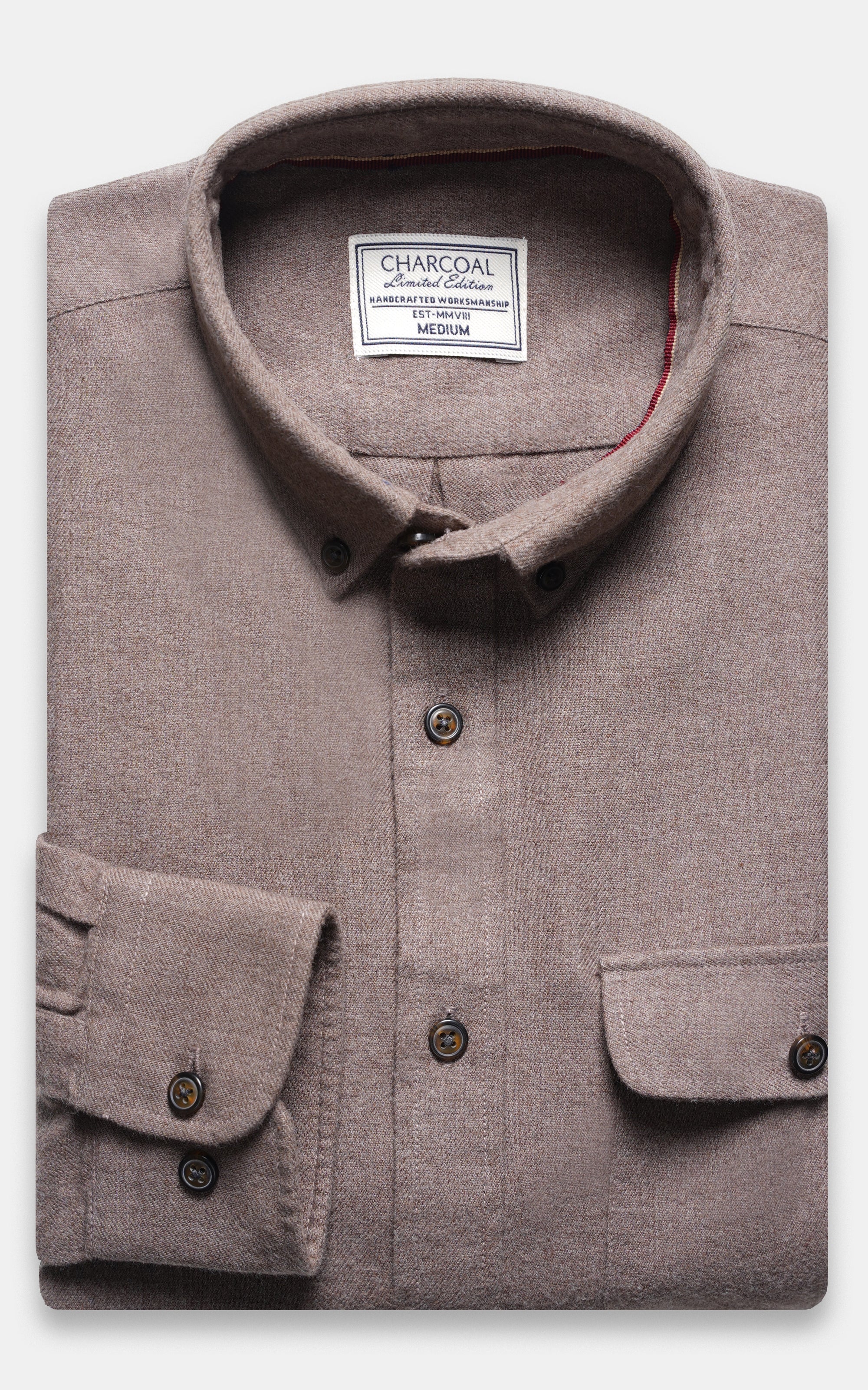 Charcoal wool limited edition shirt, button-front with two chest pockets