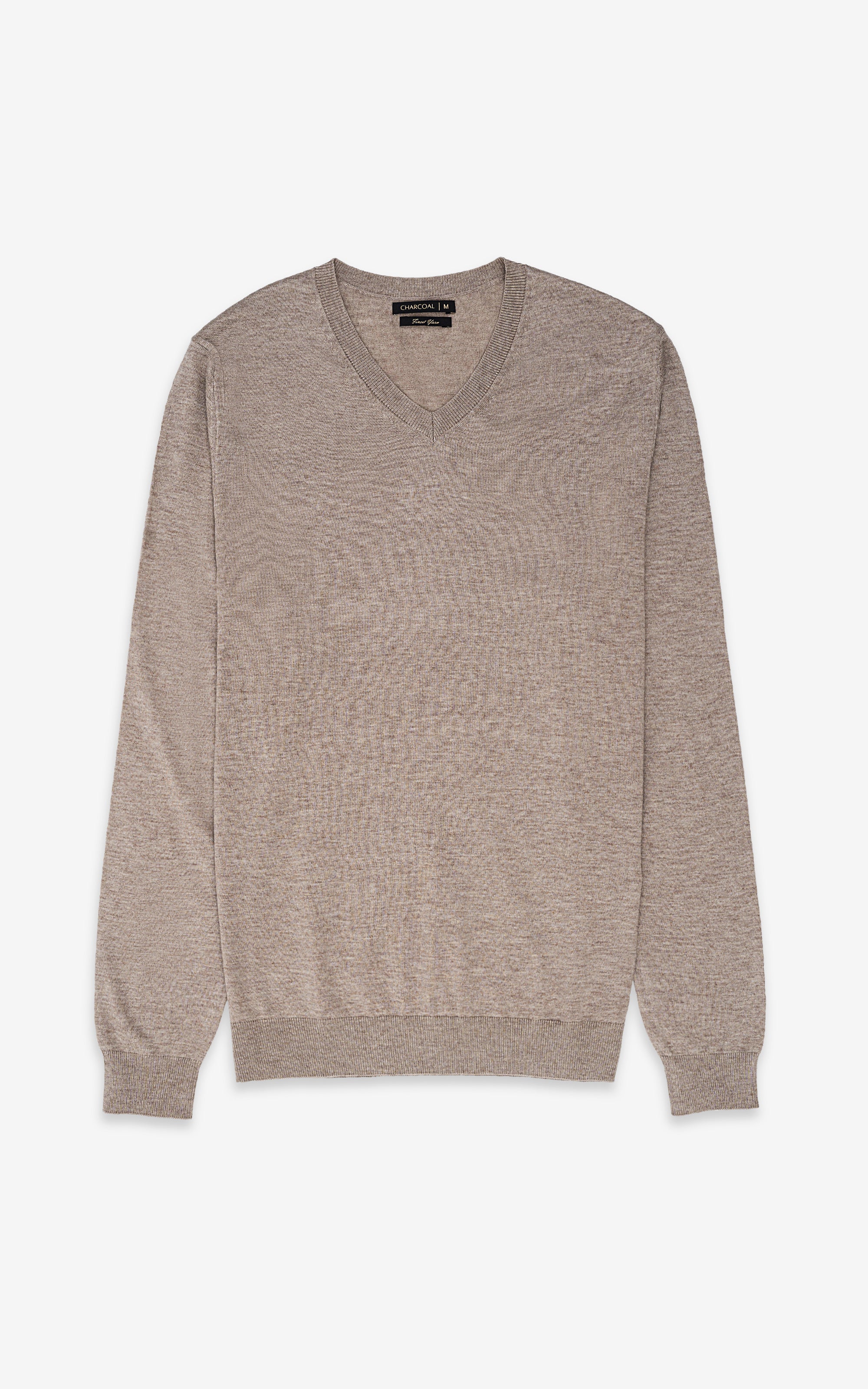 SWEATER V NECK LIGHT BROWN