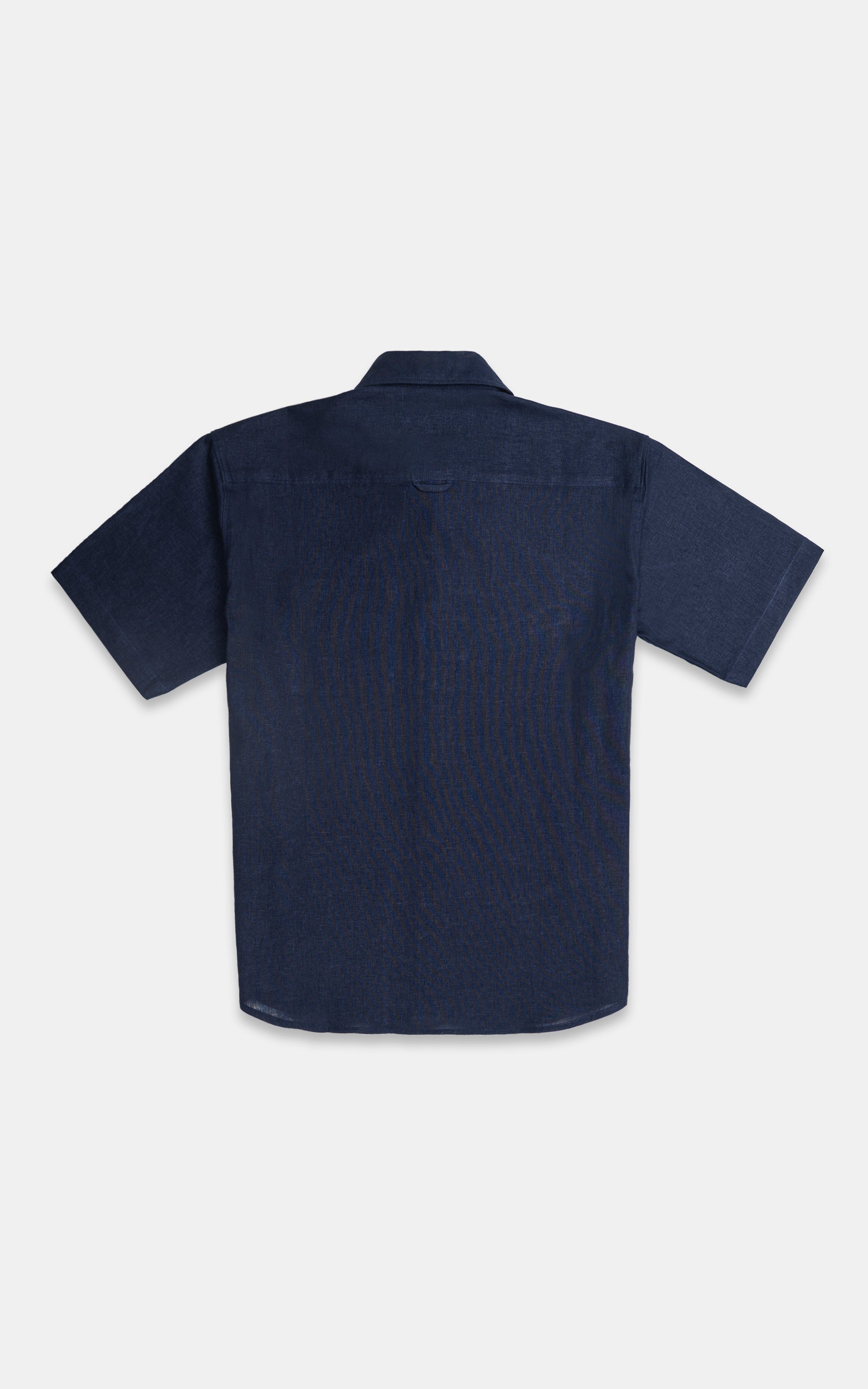 Drop Shoulder Linen Casual Shirt Navy
