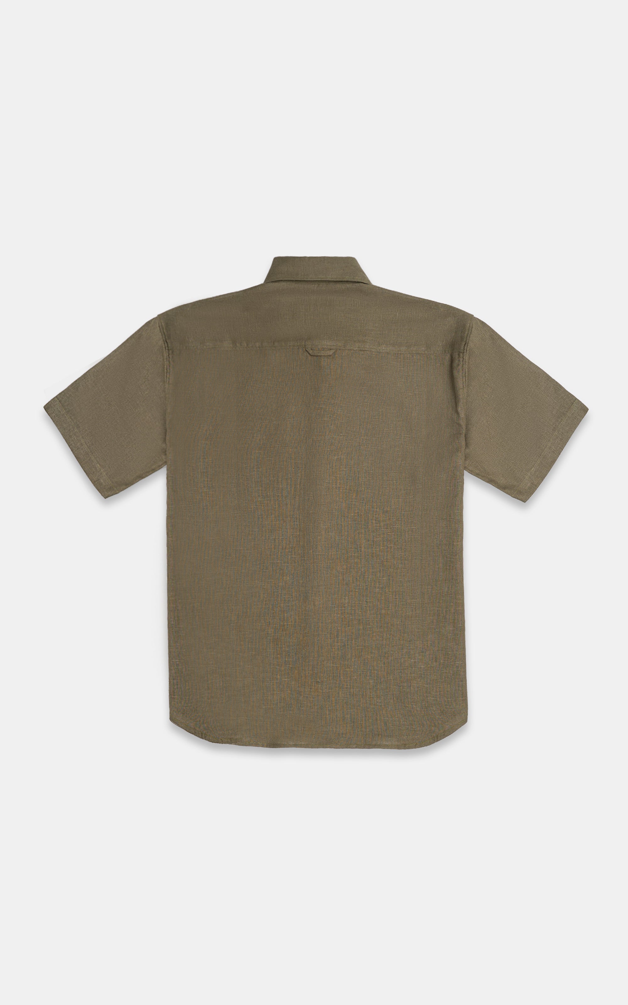 Drop Shoulder Linen Casual Shirt Olive