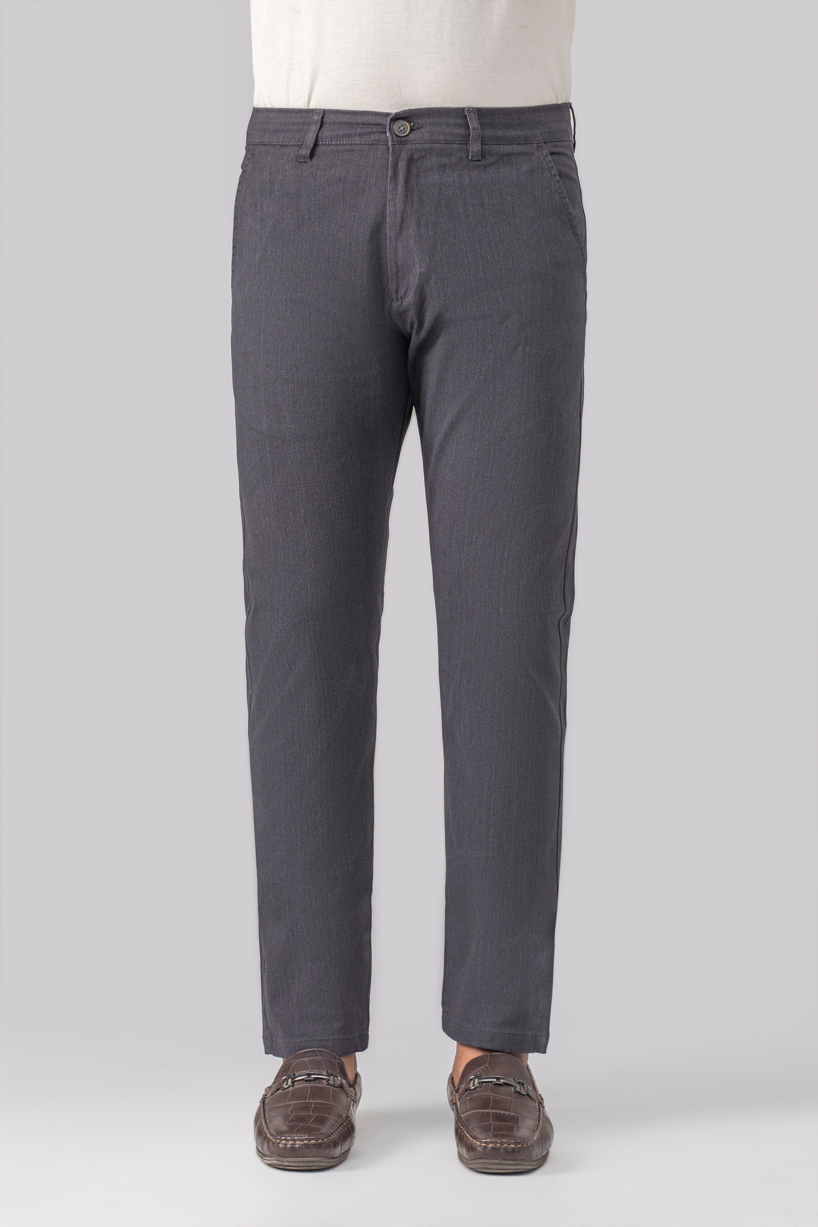 TEXTURED SLIM FIT CASUAL PANT DARK GREY