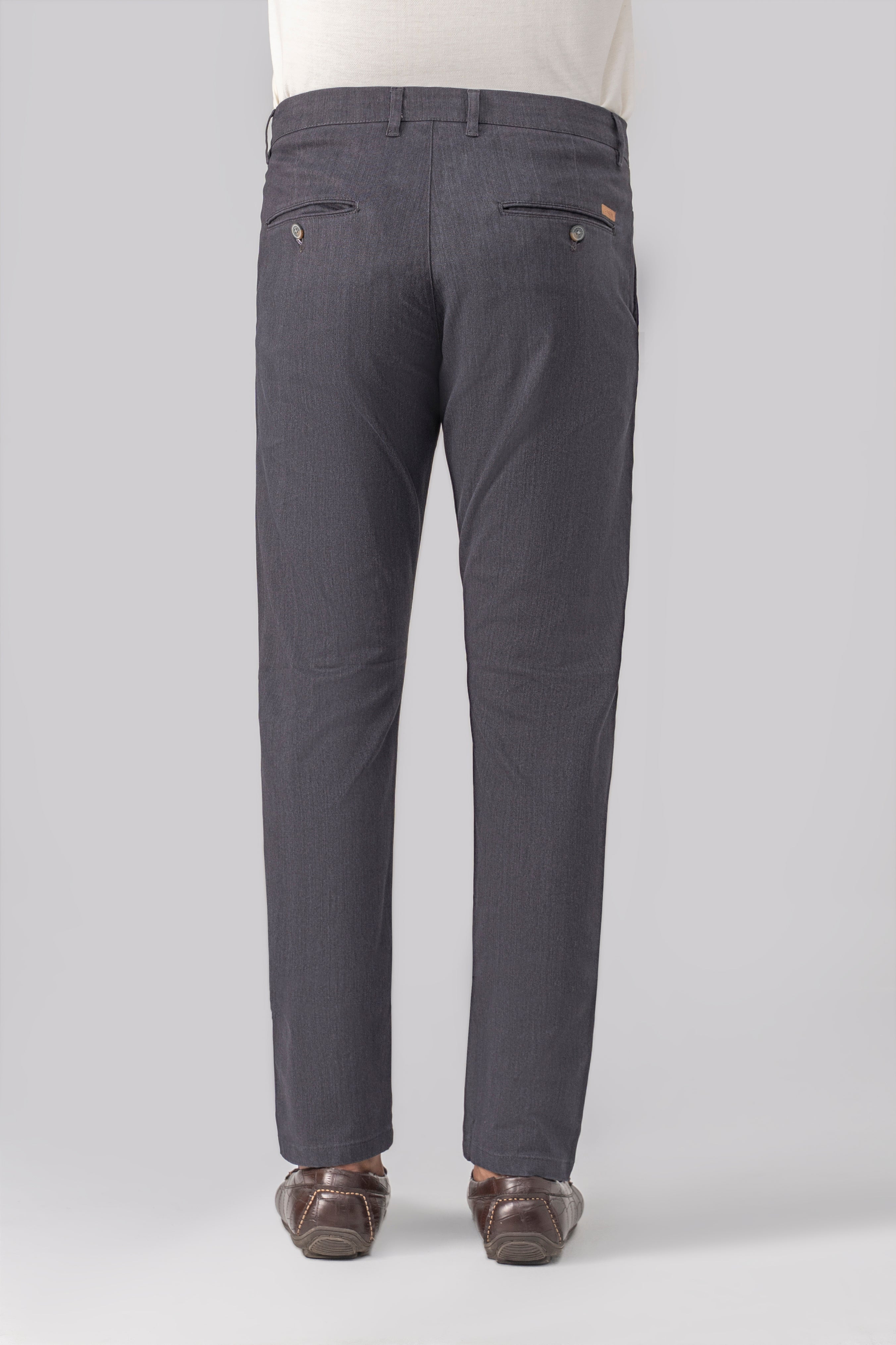 TEXTURED SLIM FIT CASUAL PANT DARK GREY