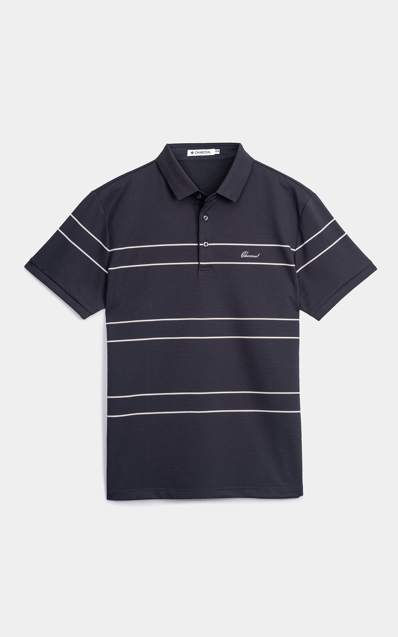 SMART FIT CLASSIC PREMIUM STRIPED POLO SHIRT DARK GREY