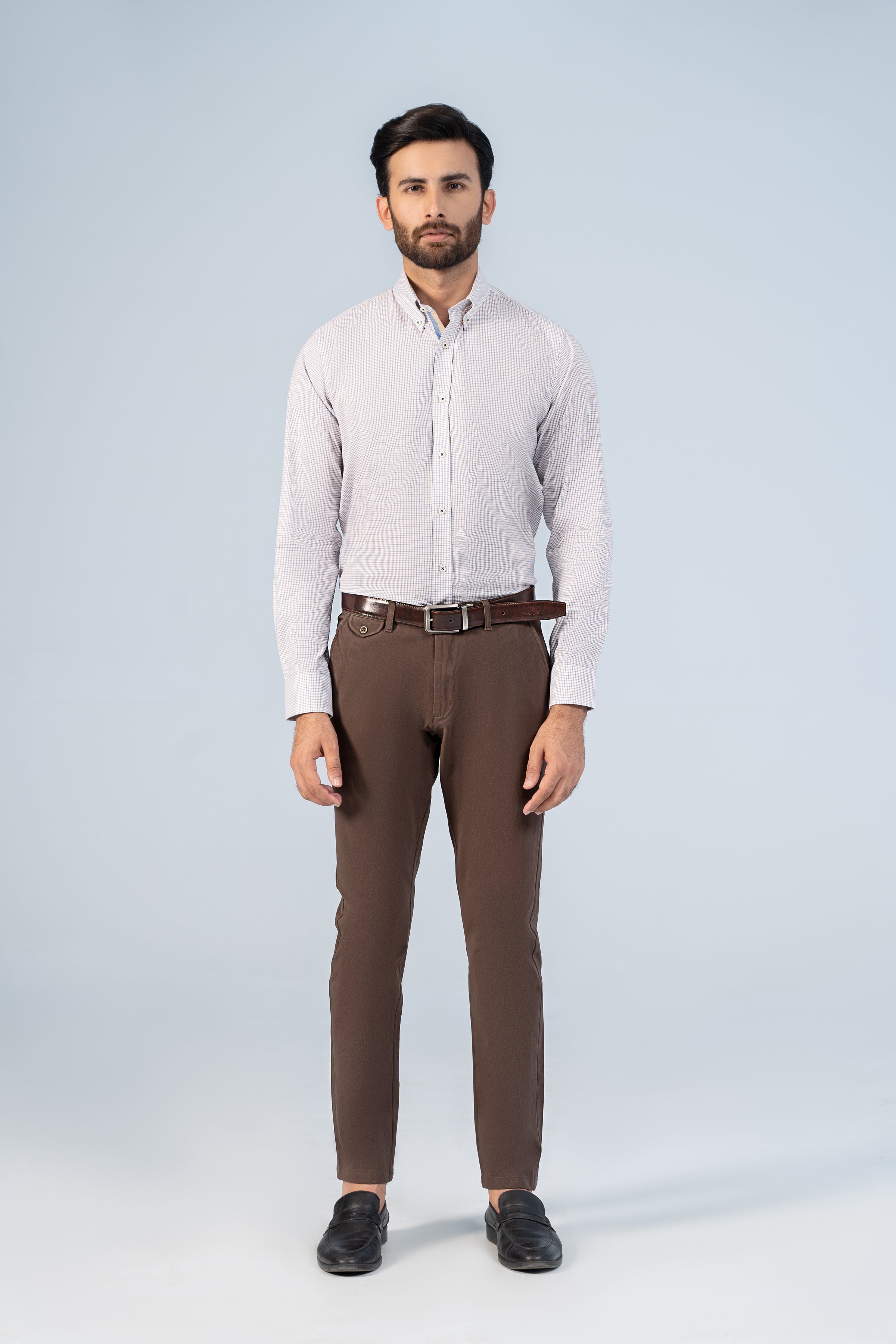 SEMI FORMAL SHIRTS OFF WHITE CHECK - Charcoal Clothing