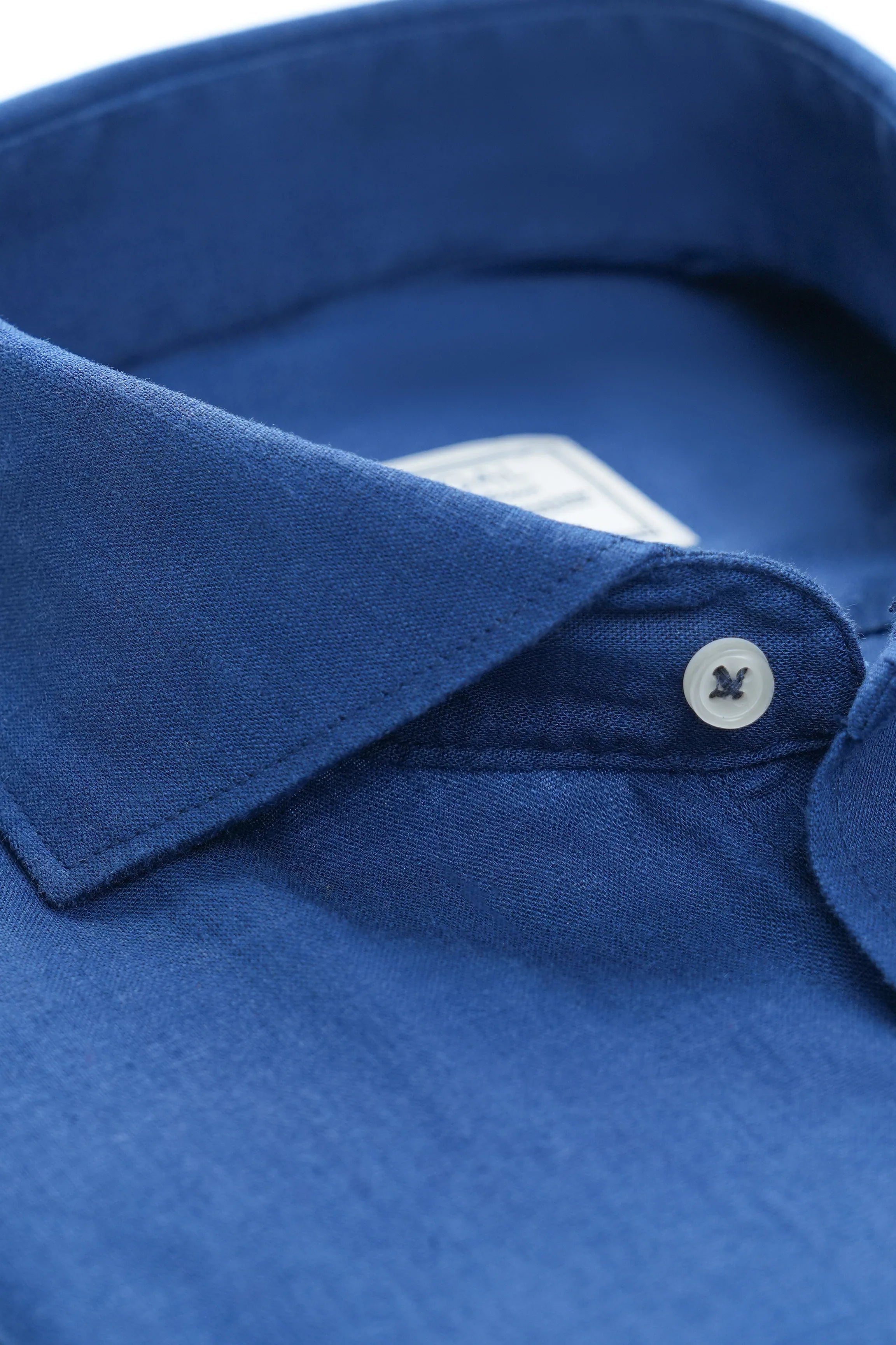 Navy wide spread collar shirt with close button placket detail