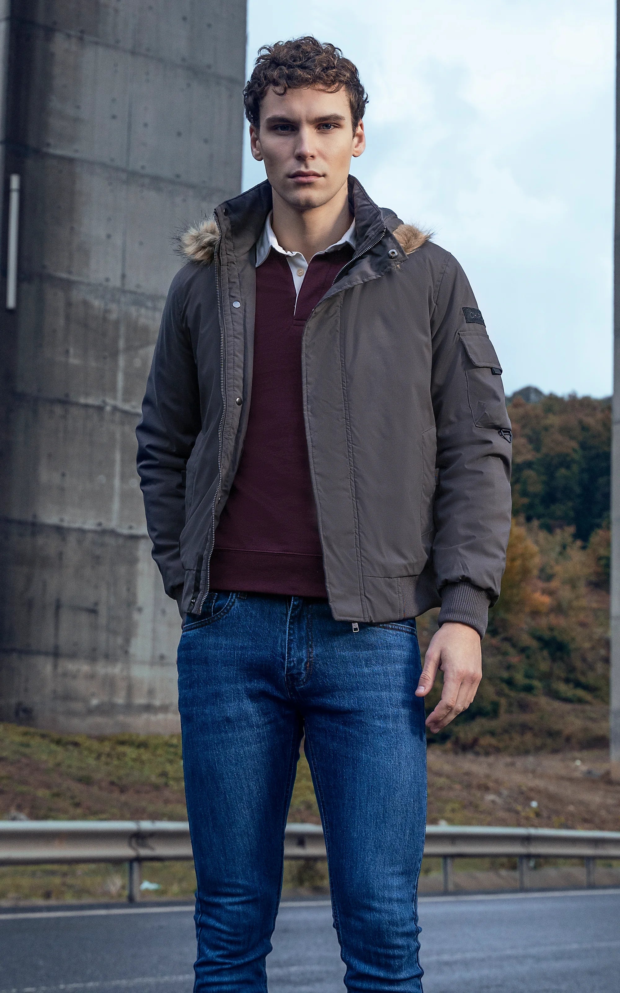 Hooded puffer top bomber jacket