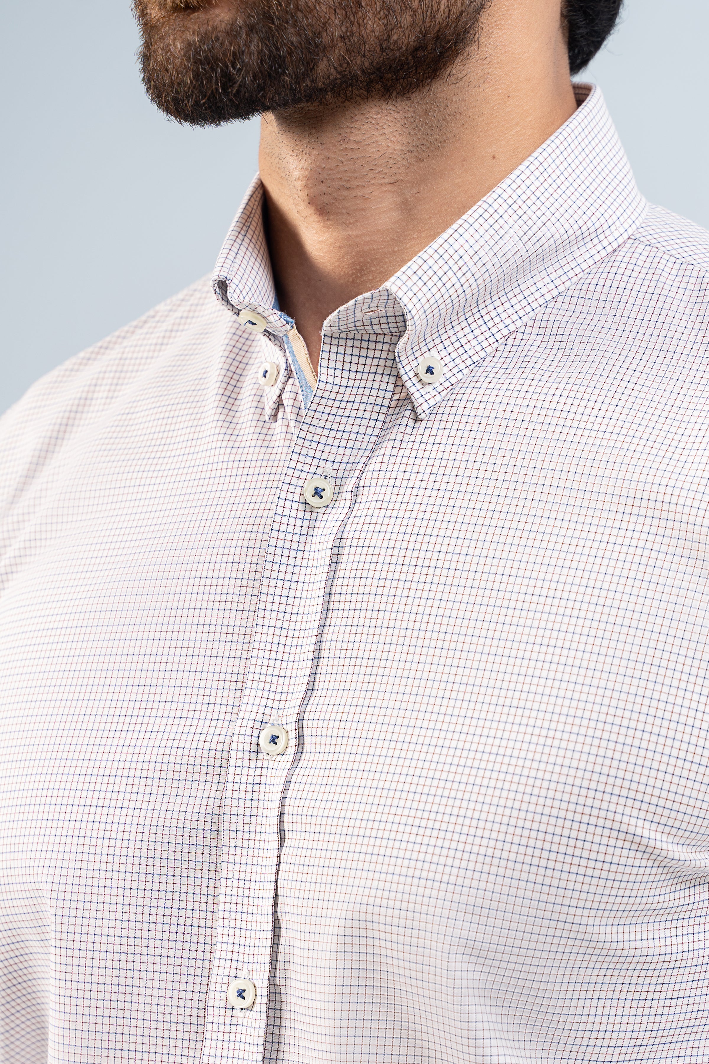 SEMI FORMAL SHIRTS OFF WHITE CHECK - Charcoal Clothing