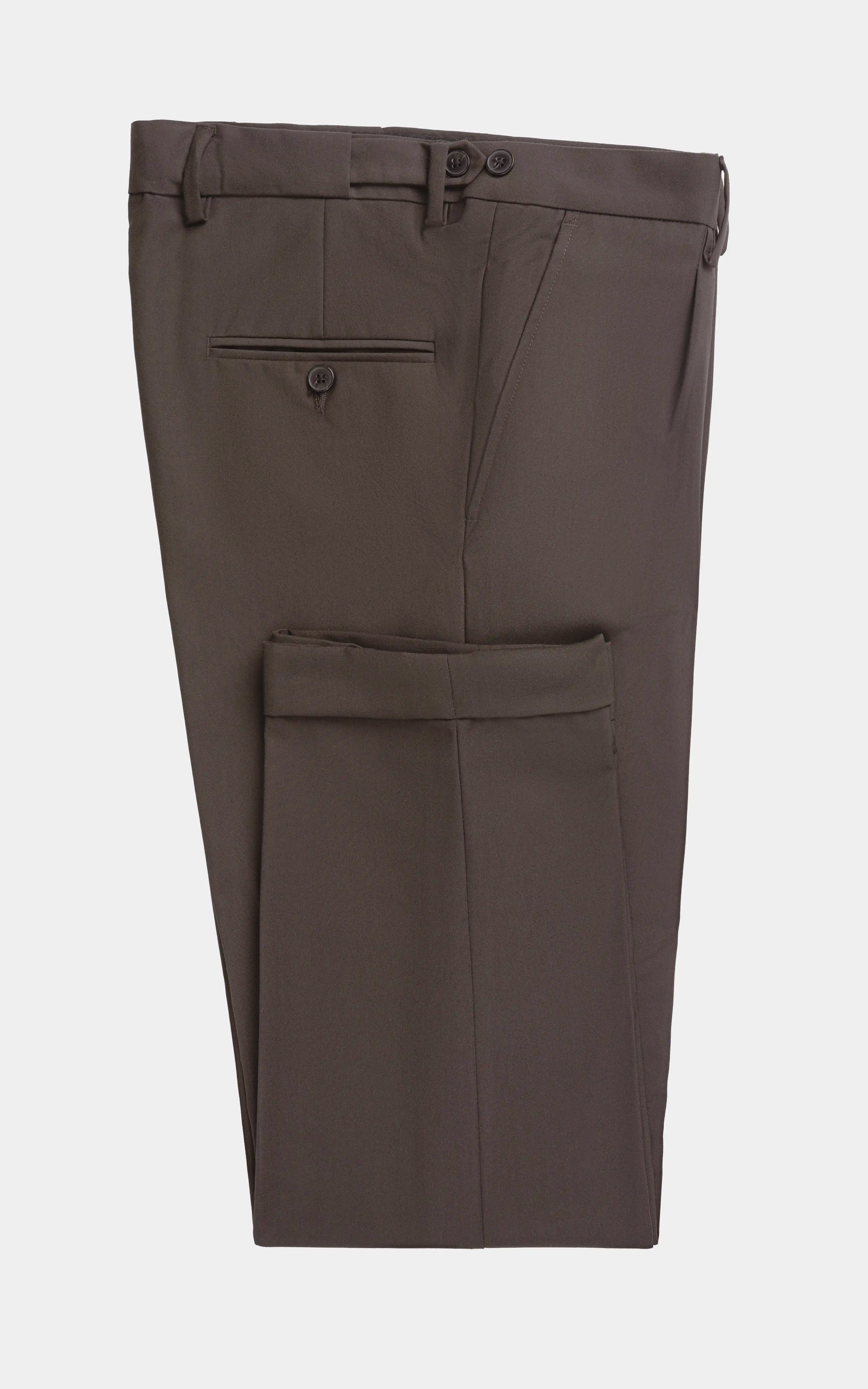 Adjustable Pleated Pant Dark Brown