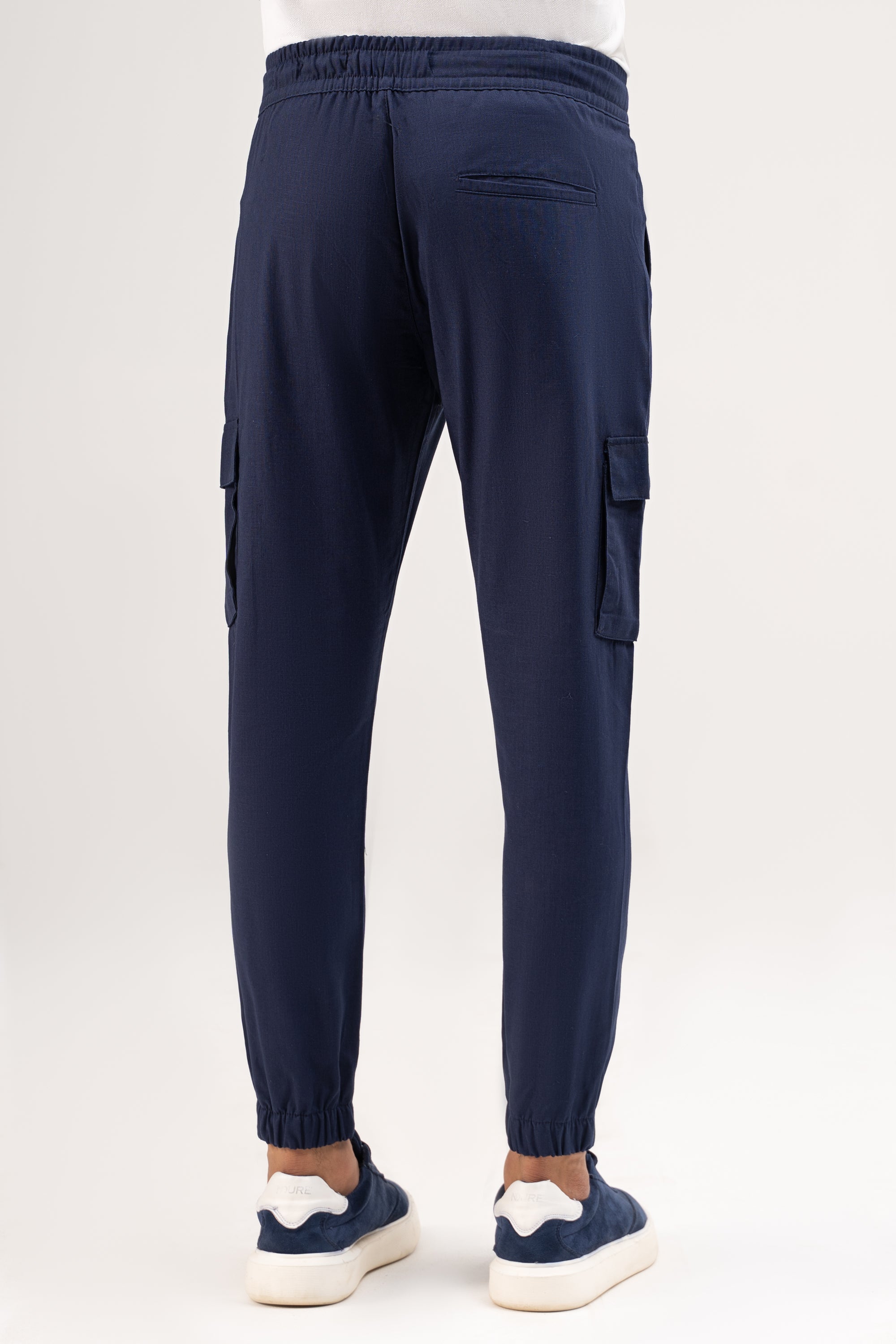 LINEN CARGO JOGGER TROUSER NAVY