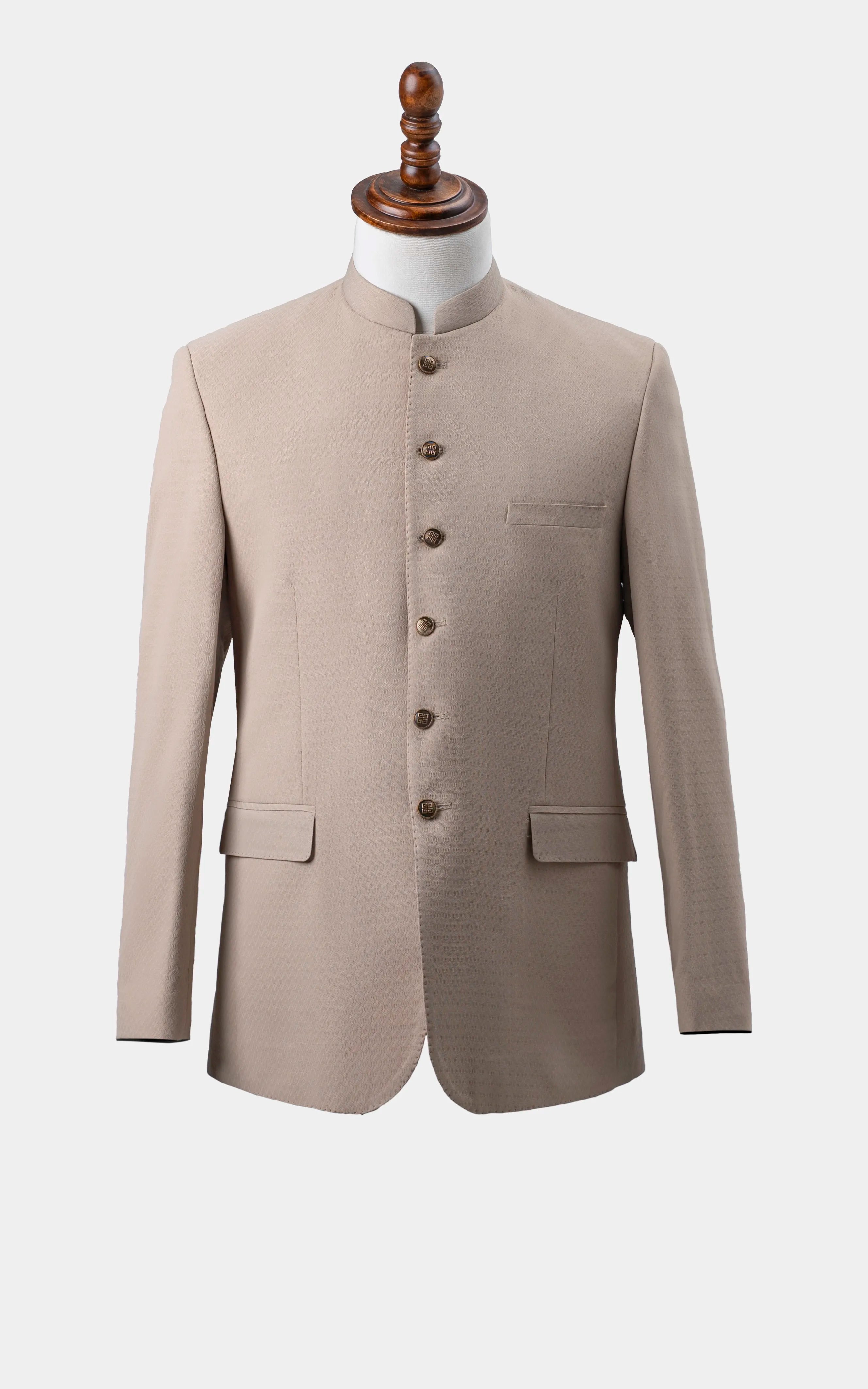 TEXTURED BLENDED PRINCE COAT | FESTIVE COLLECTION BEIGE