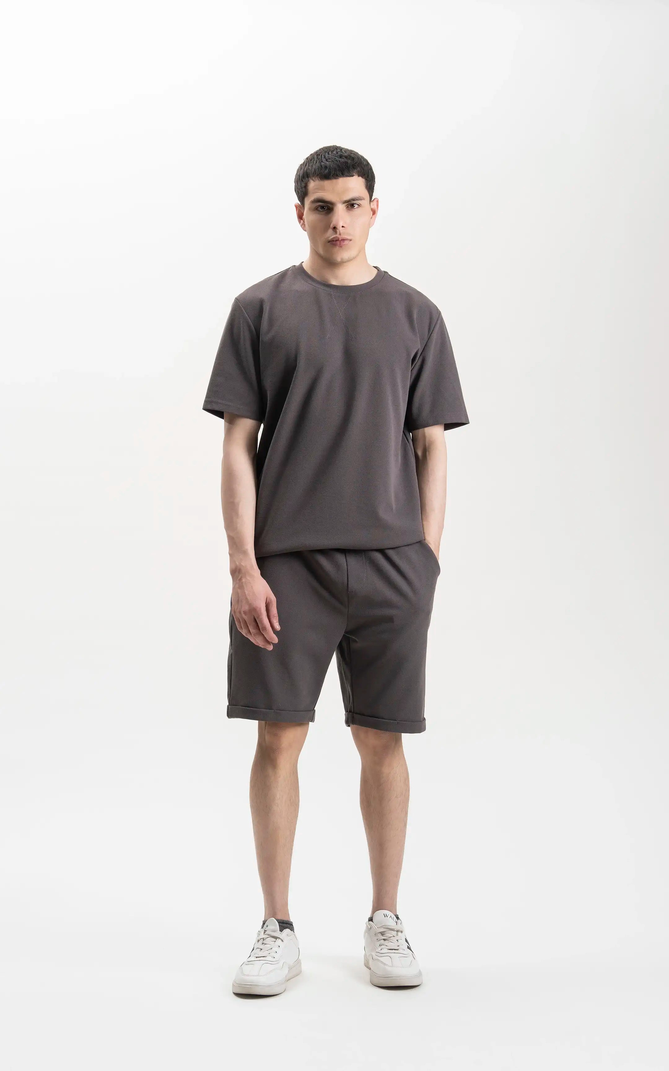 CREW NECK OVERSIZED T-SHIRT CHARCOAL GREY