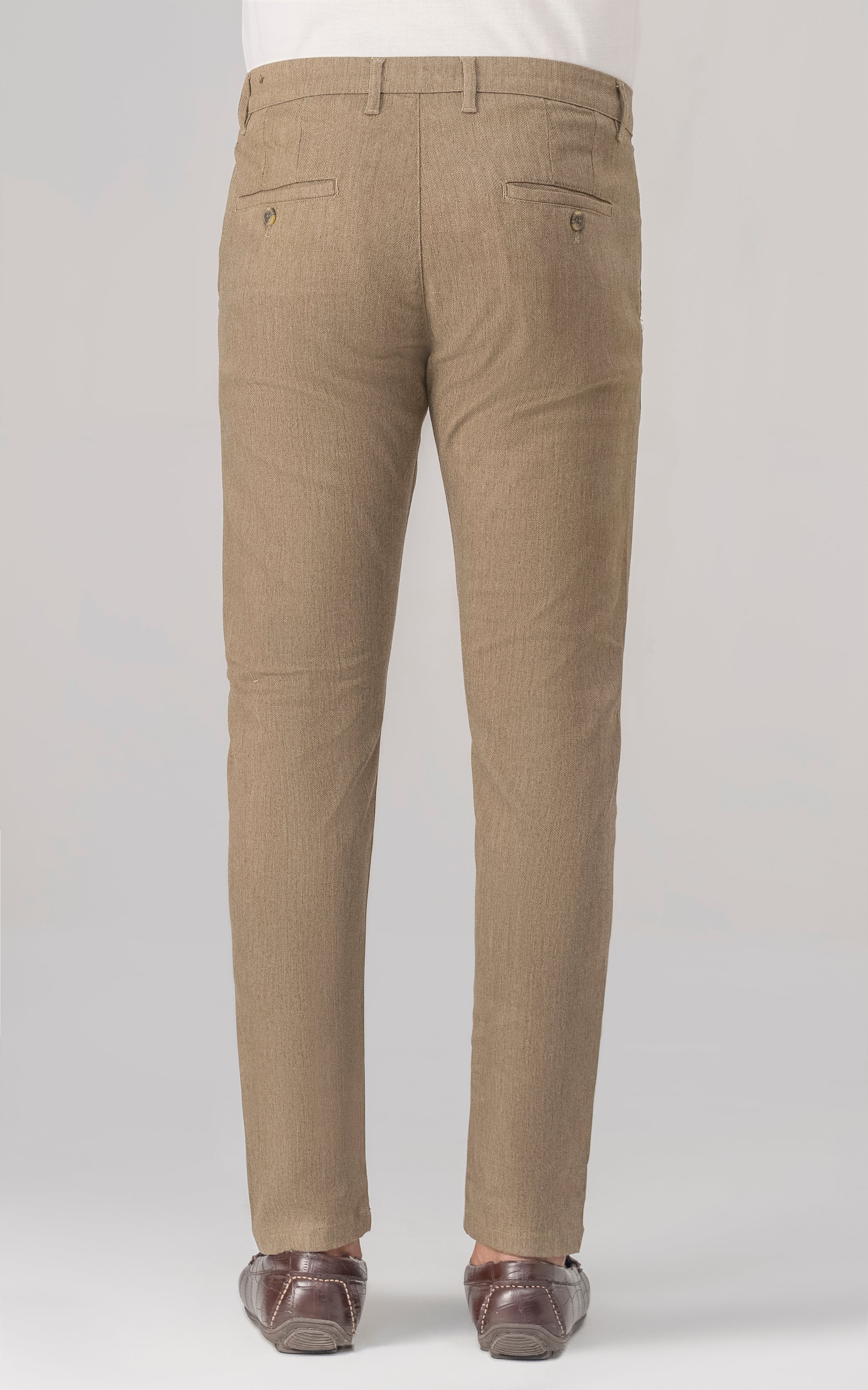 DOBBY SLIM FIT CASUAL PANT DARK KHAKI