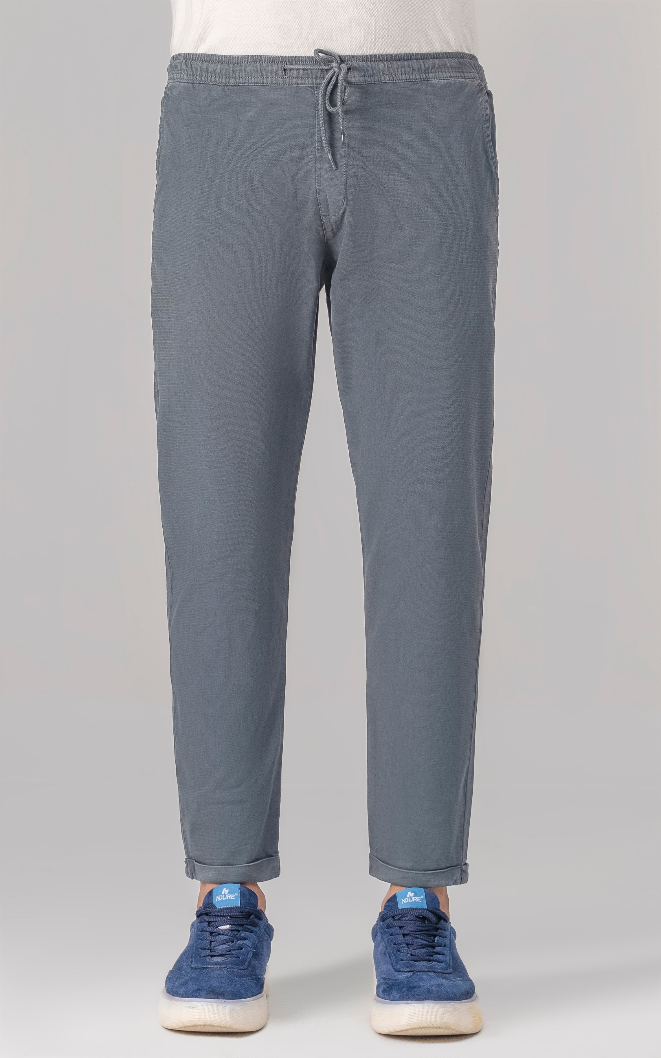 SLIM FIT TEXTURED JOGGER TROUSER TEAL BLUE