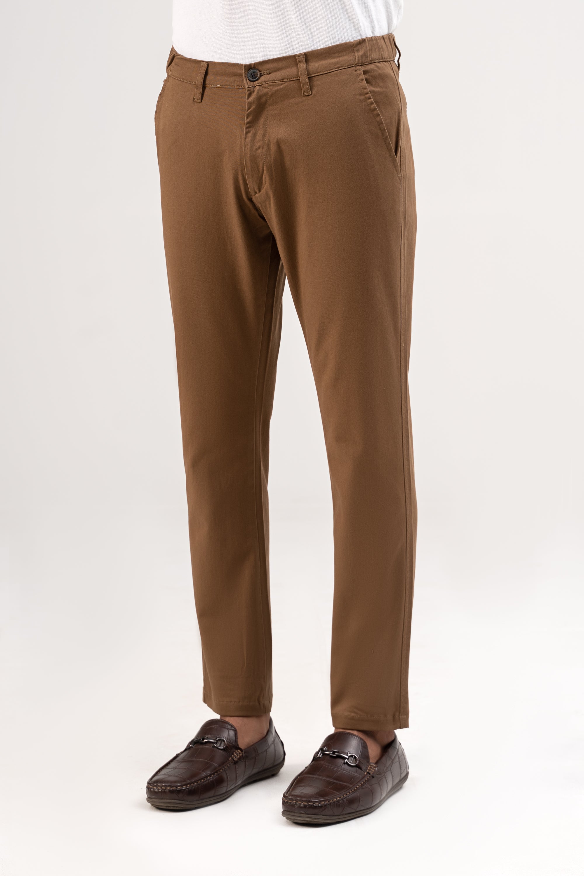 CROSS POCKET ELASTIC WAIST PANT DARK BROWN