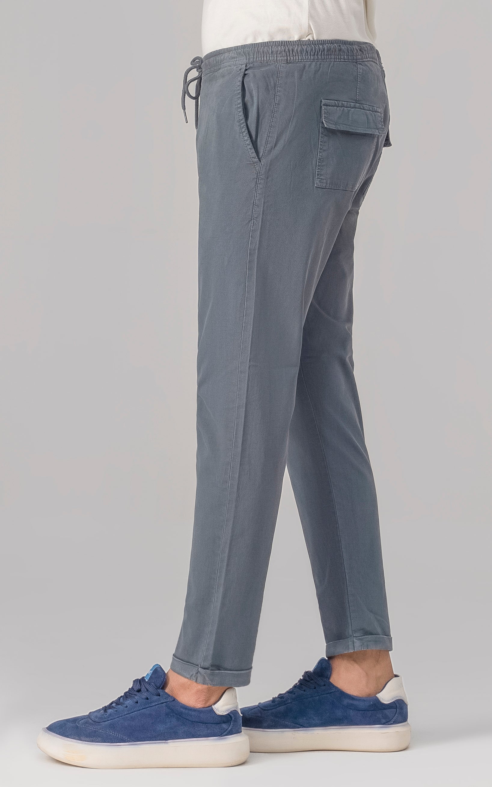 SLIM FIT TEXTURED JOGGER TROUSER TEAL BLUE