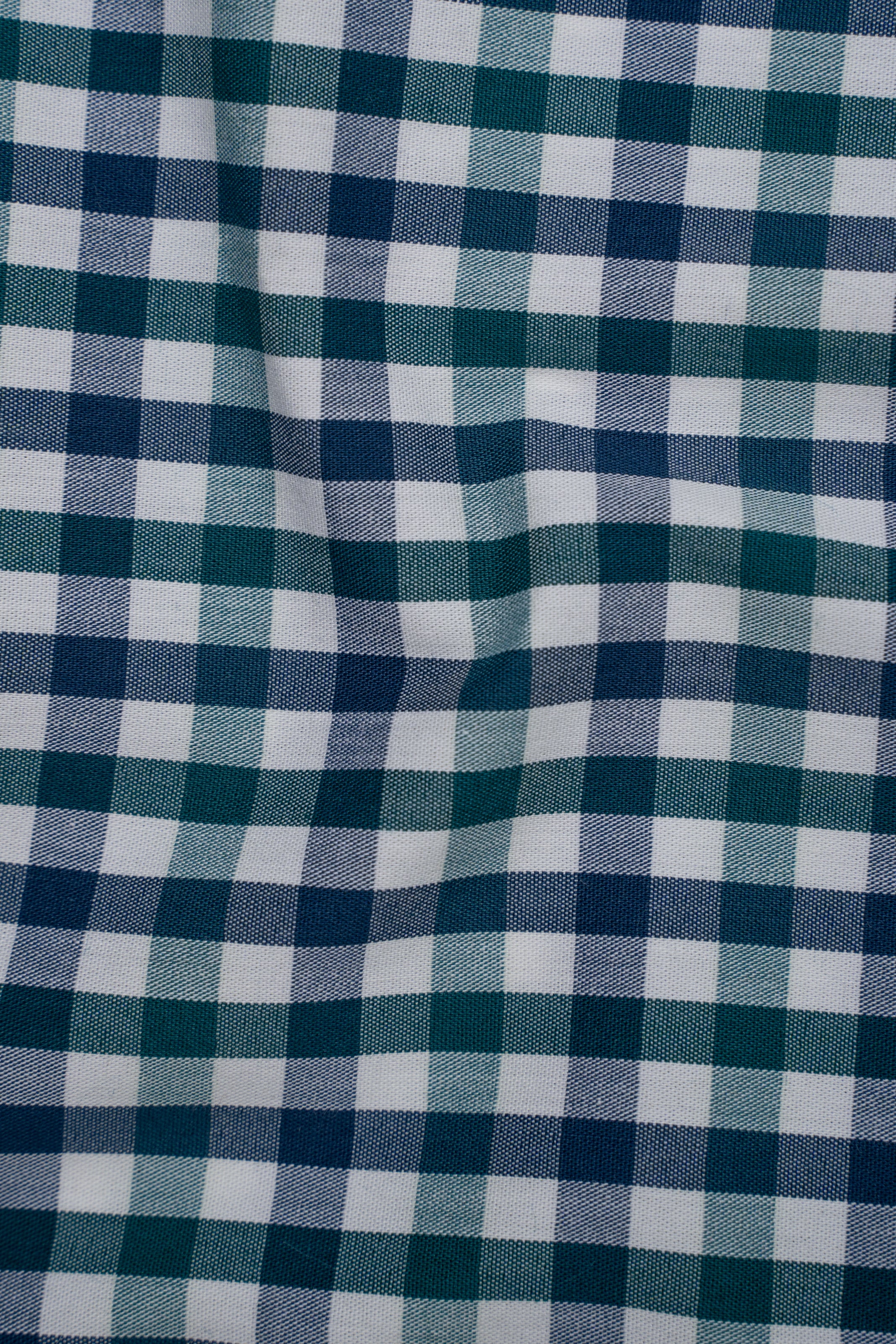 Limited edition check shirt fabric, blue and green square pattern
