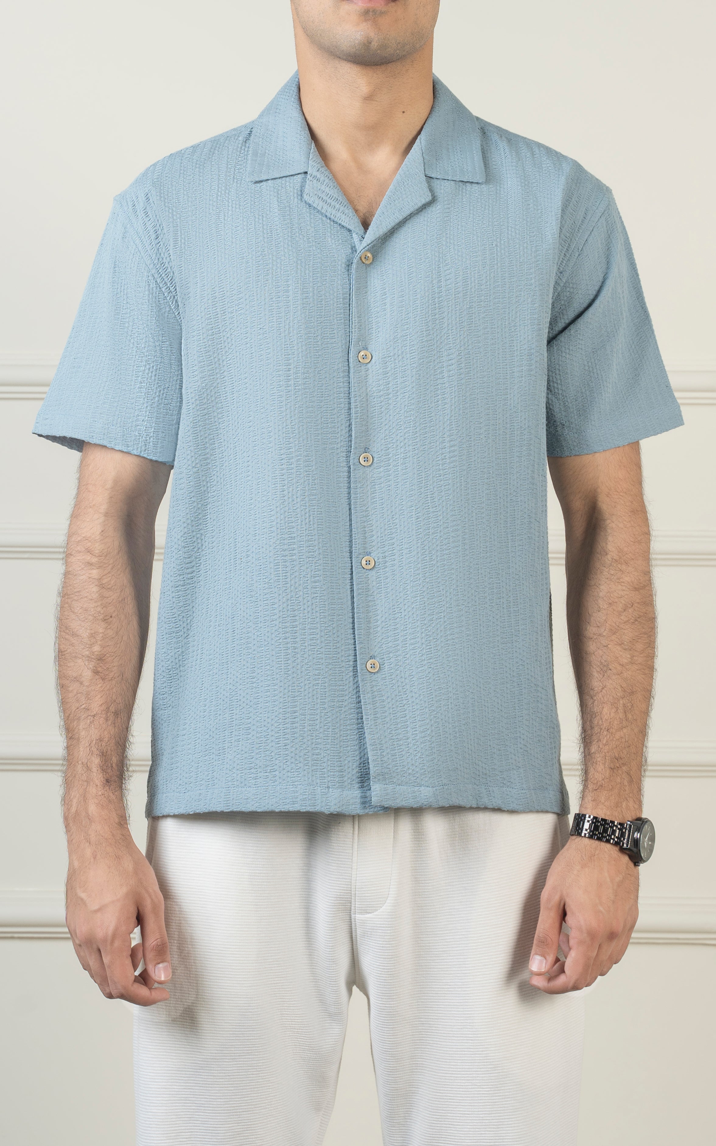 CASUAL SHIRT CUBAN COLLAR SKY