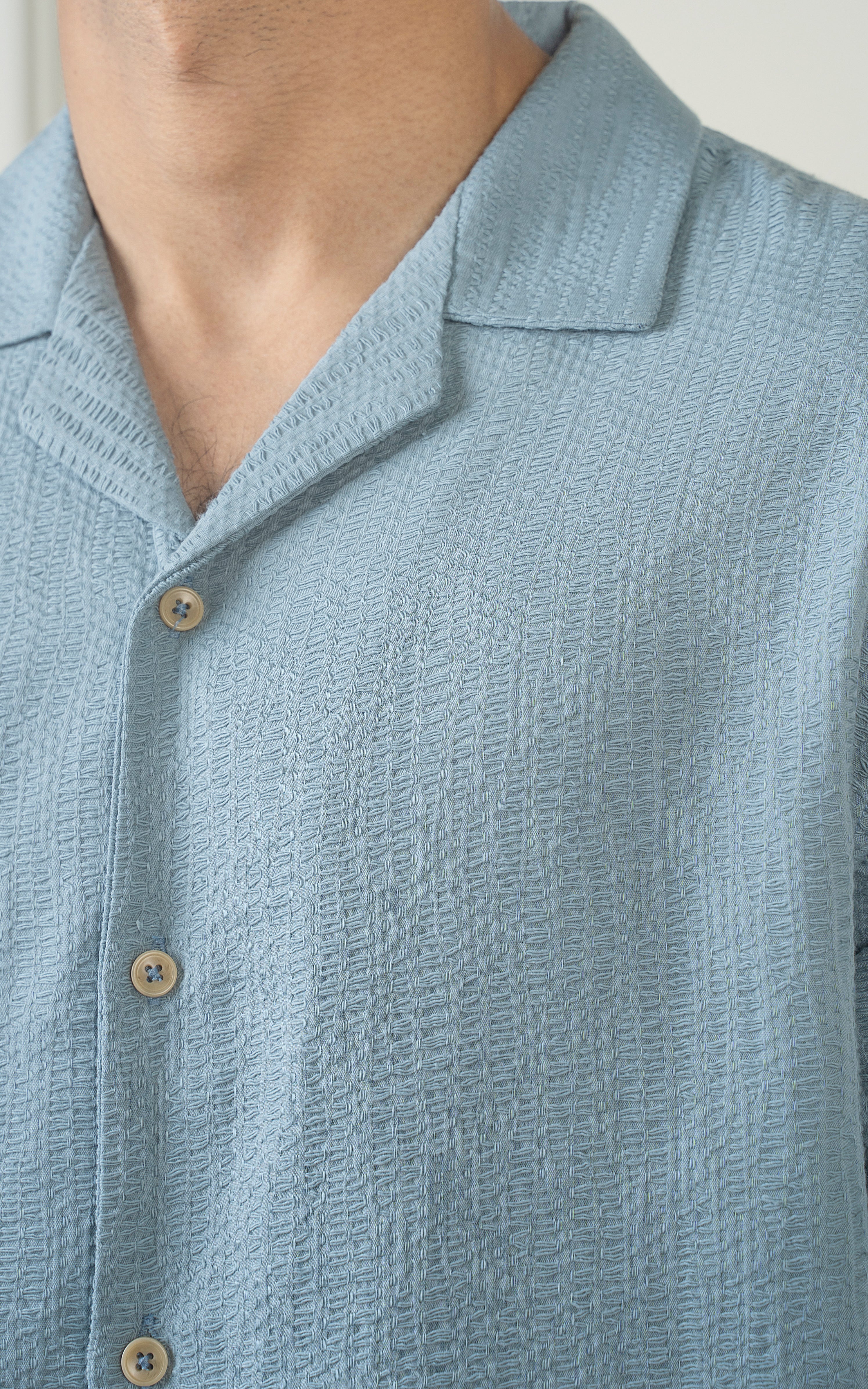 CASUAL SHIRT CUBAN COLLAR SKY