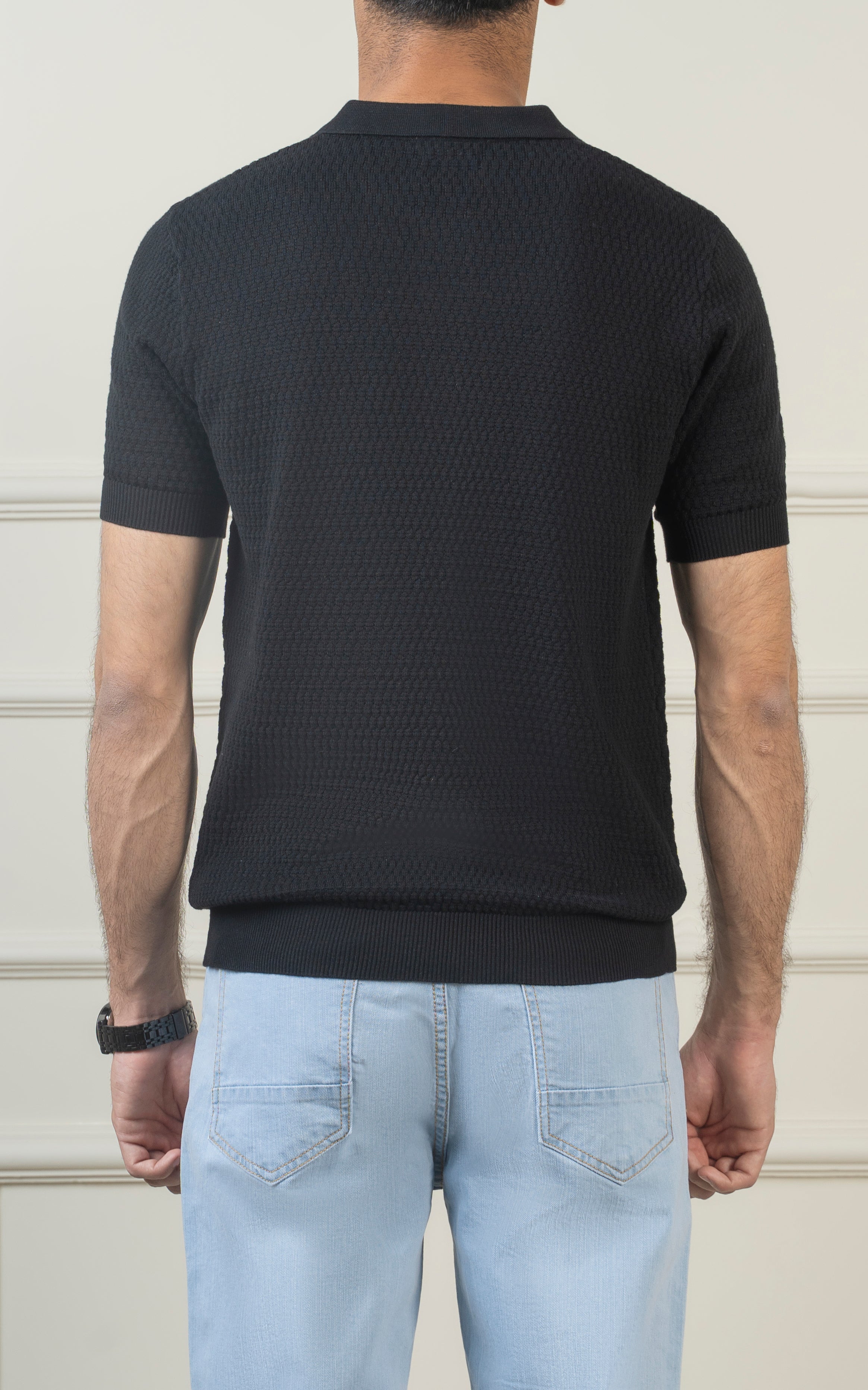 KNITTED POLO BLACK