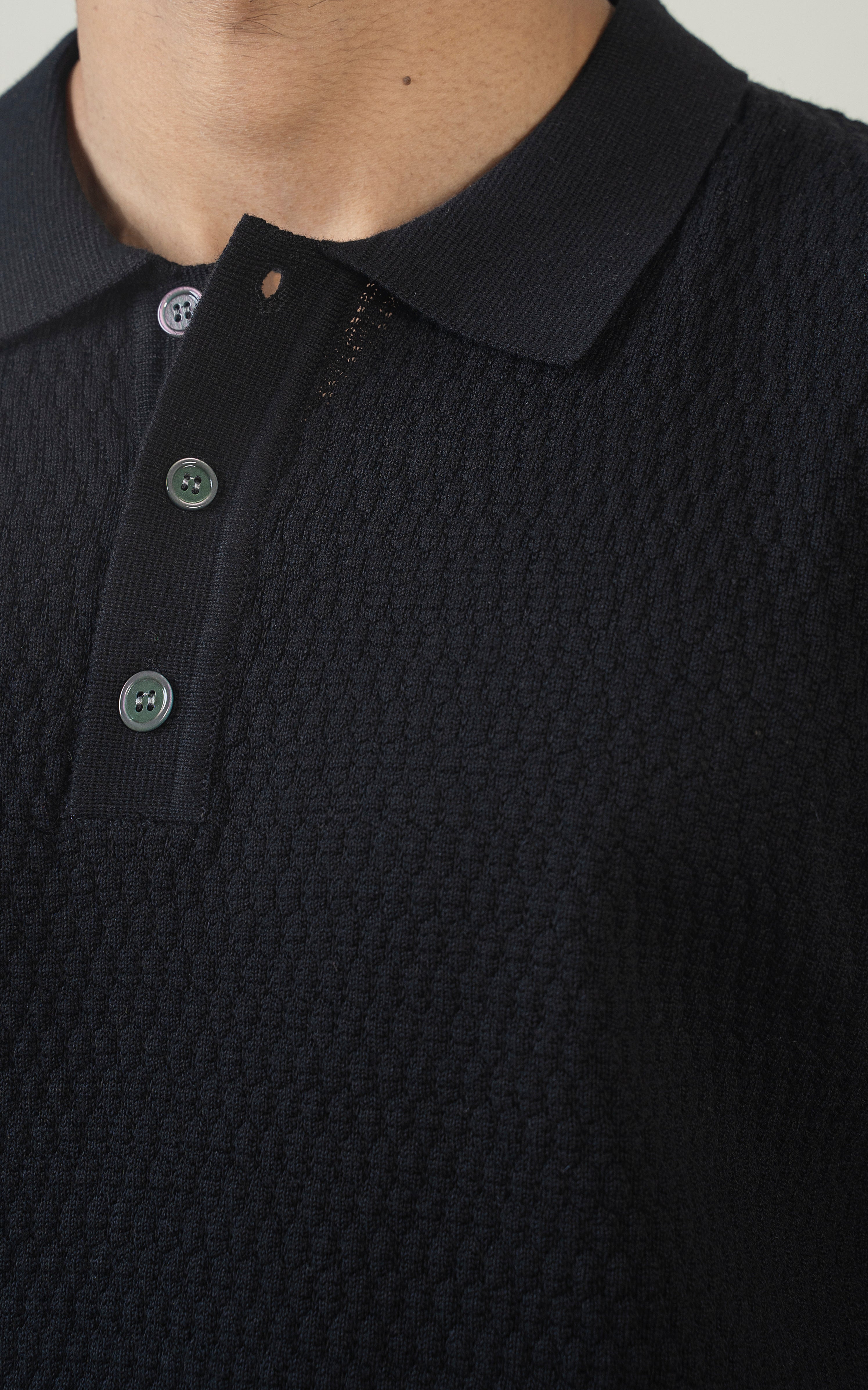 KNITTED POLO BLACK