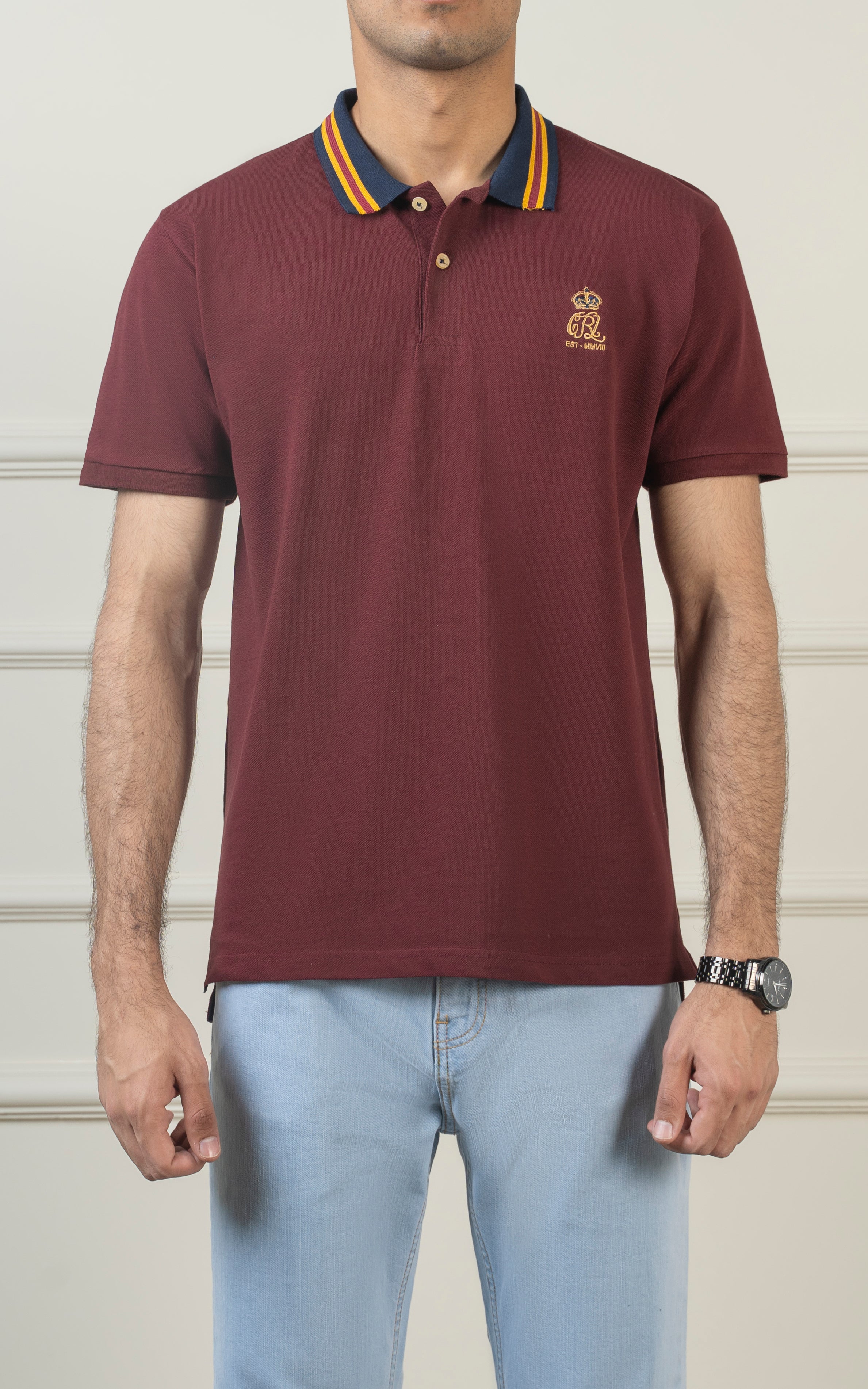 TIPPING COLLAR POLO MAROON