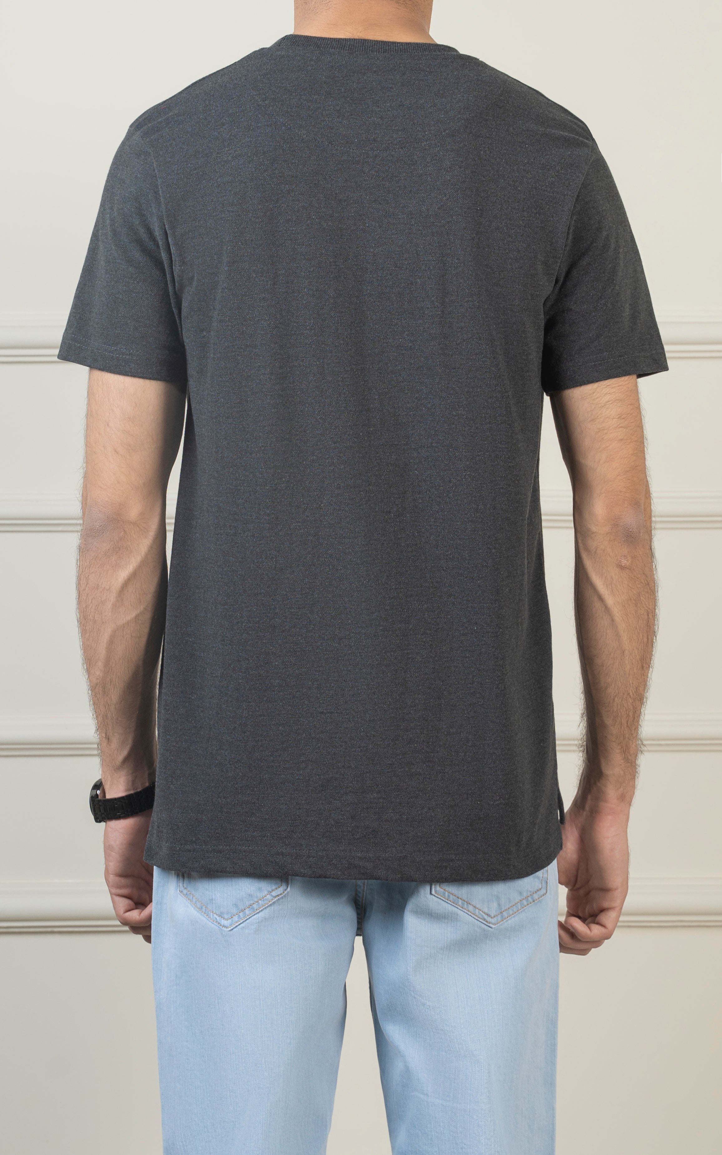 ROUND NECK T SHIRT CHARCOAL GREY
