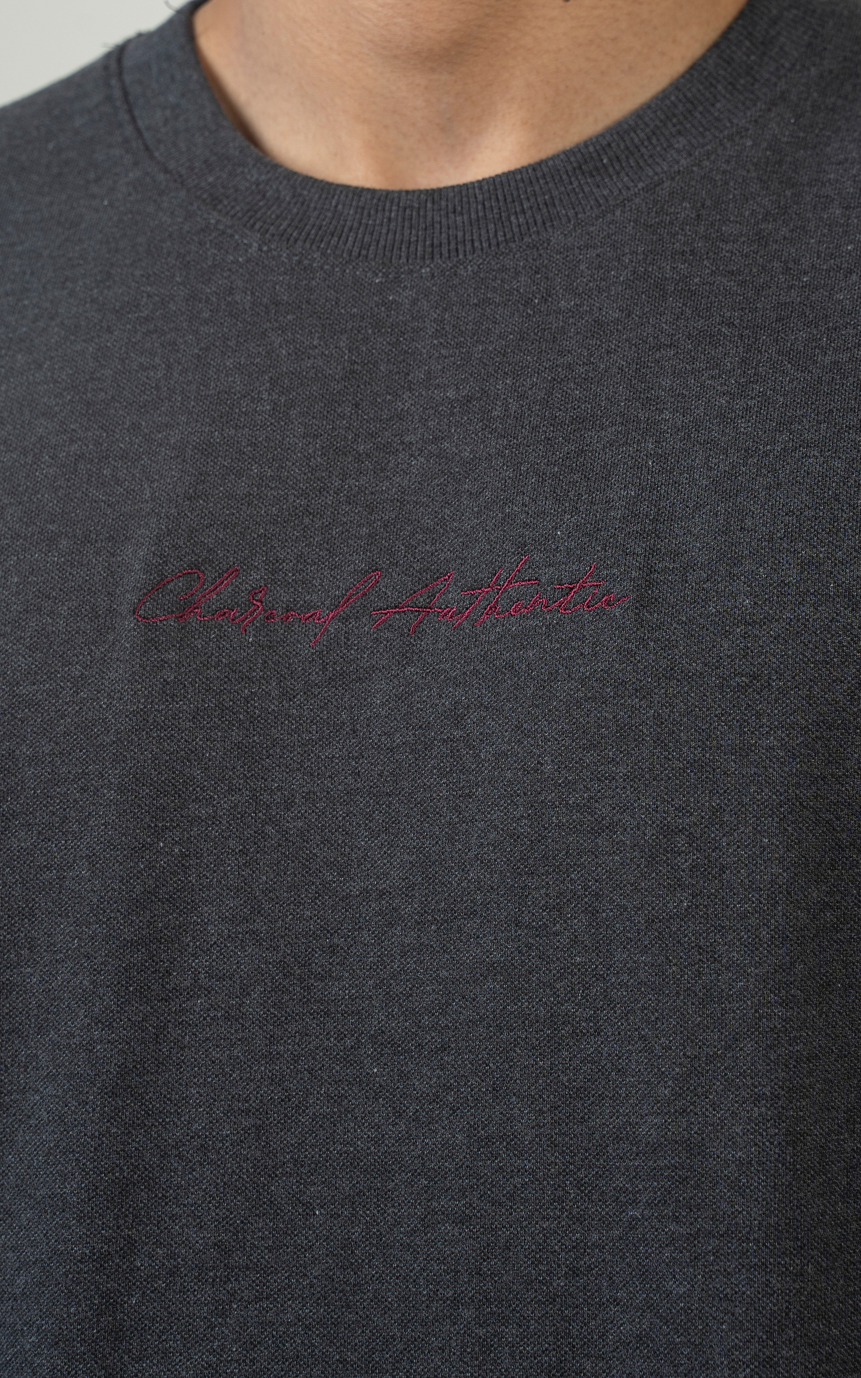 ROUND NECK T SHIRT CHARCOAL GREY