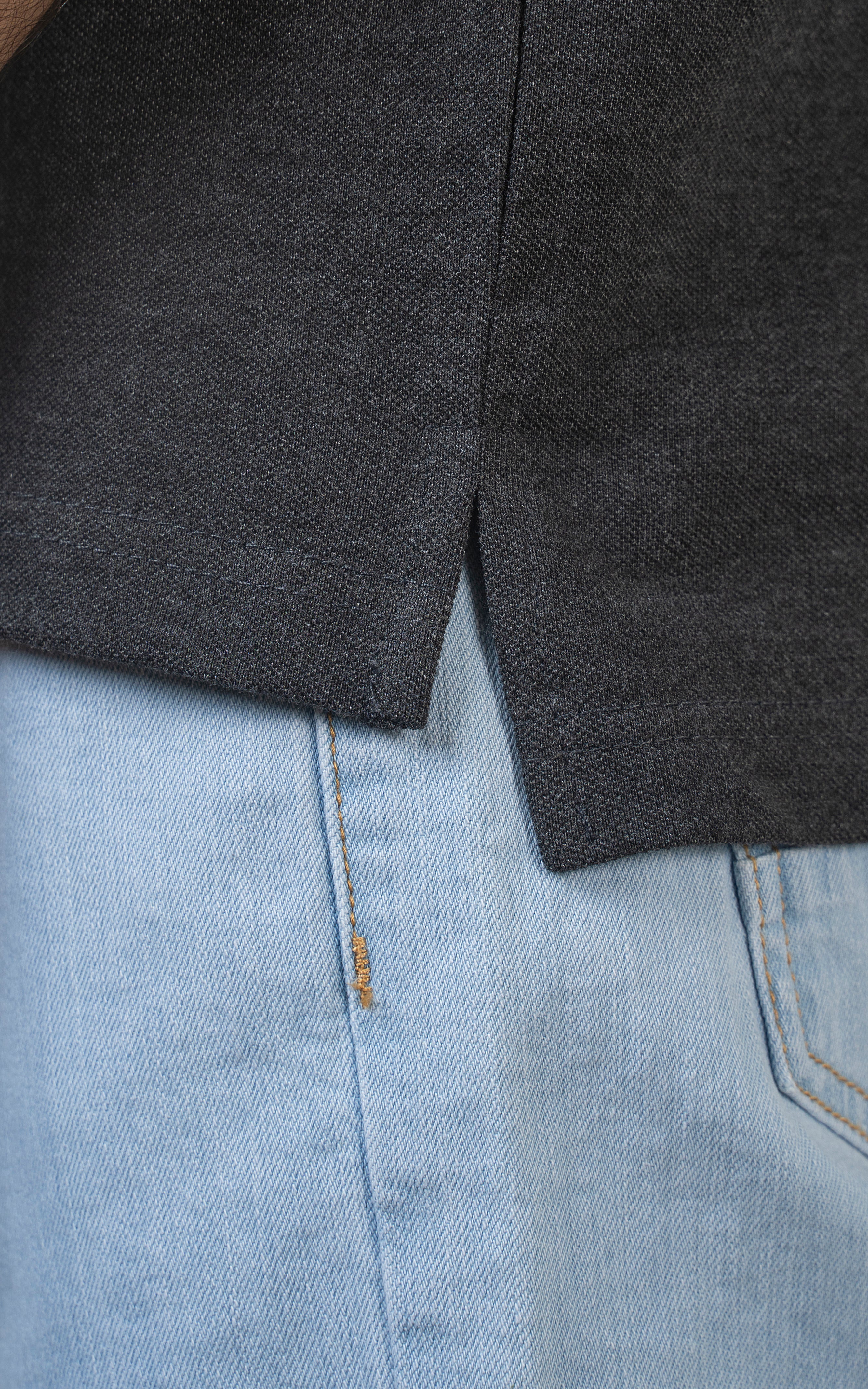 ROUND NECK T SHIRT CHARCOAL GREY