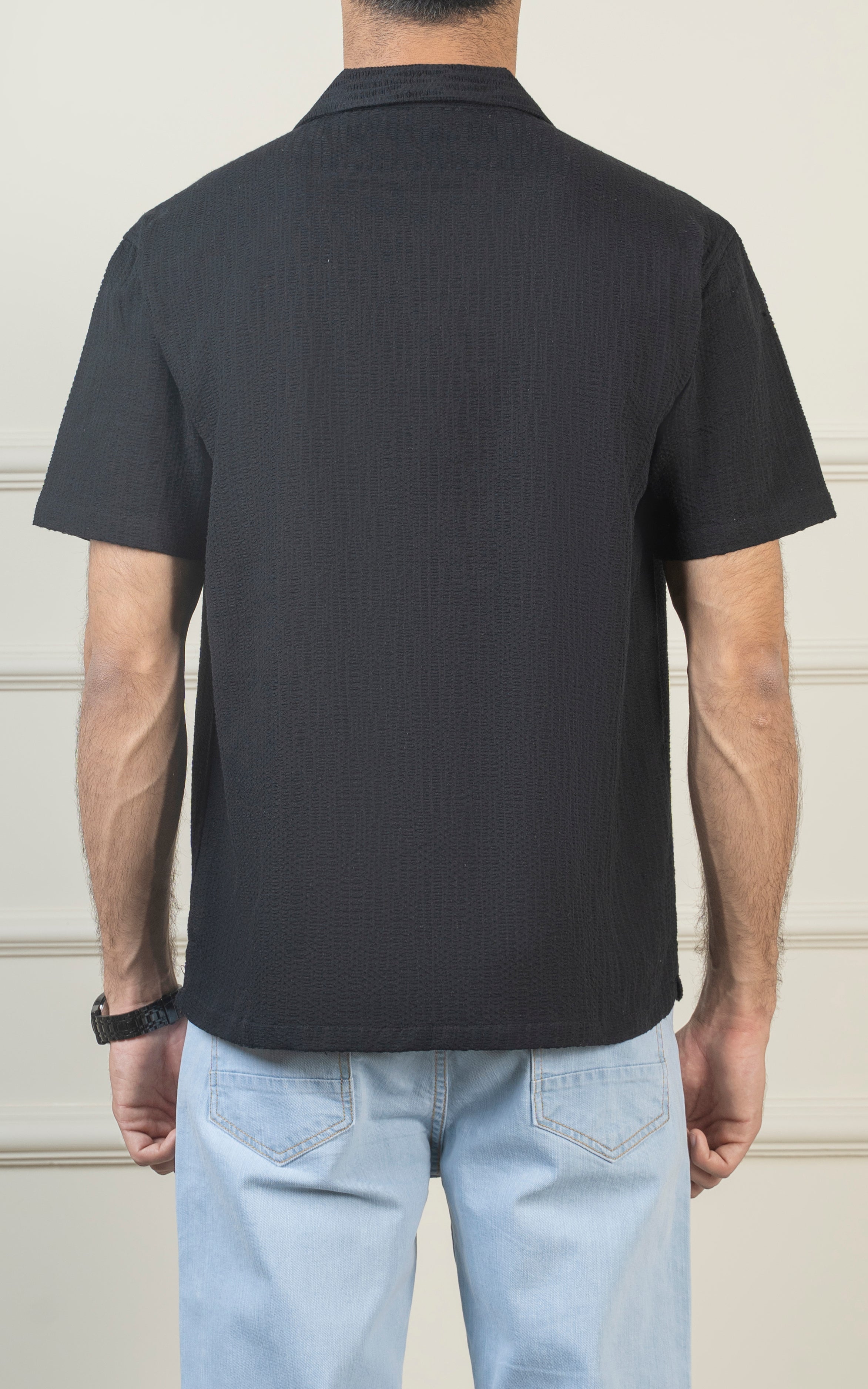 CASUAL SHIRT CUBAN COLLAR BLACK