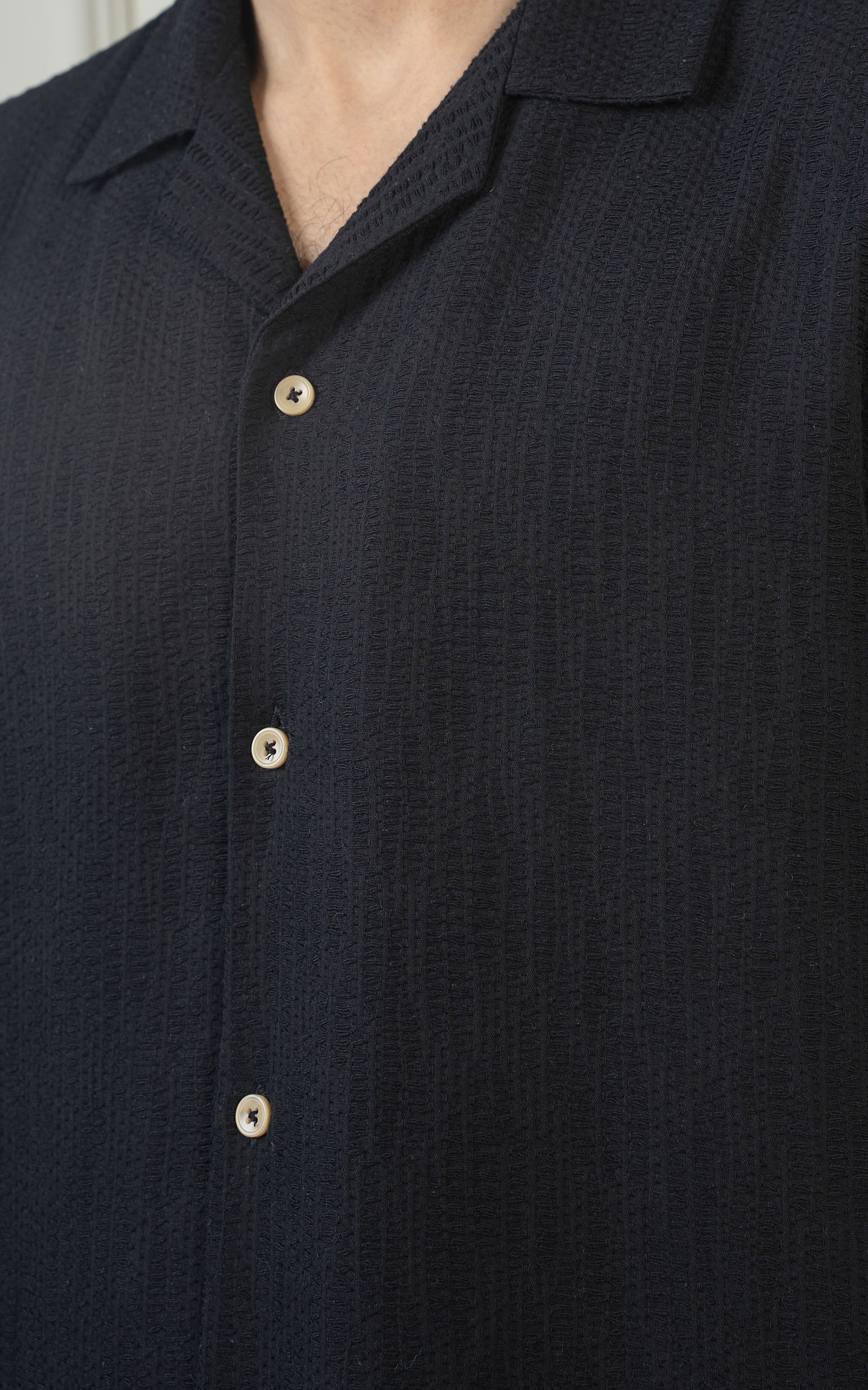CASUAL SHIRT CUBAN COLLAR BLACK