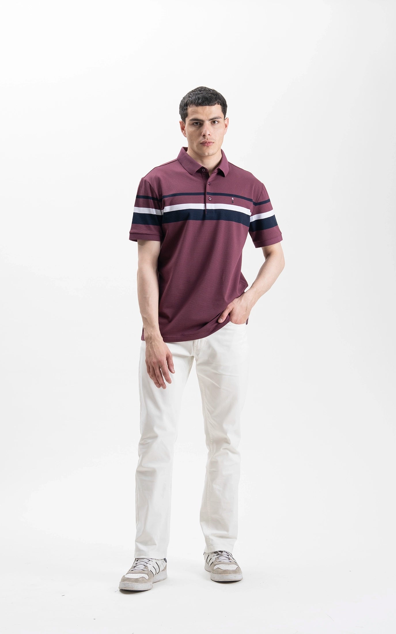SMART FIT CLASSIC PREMIUM STRIPED POLO SHIRT PURPLE