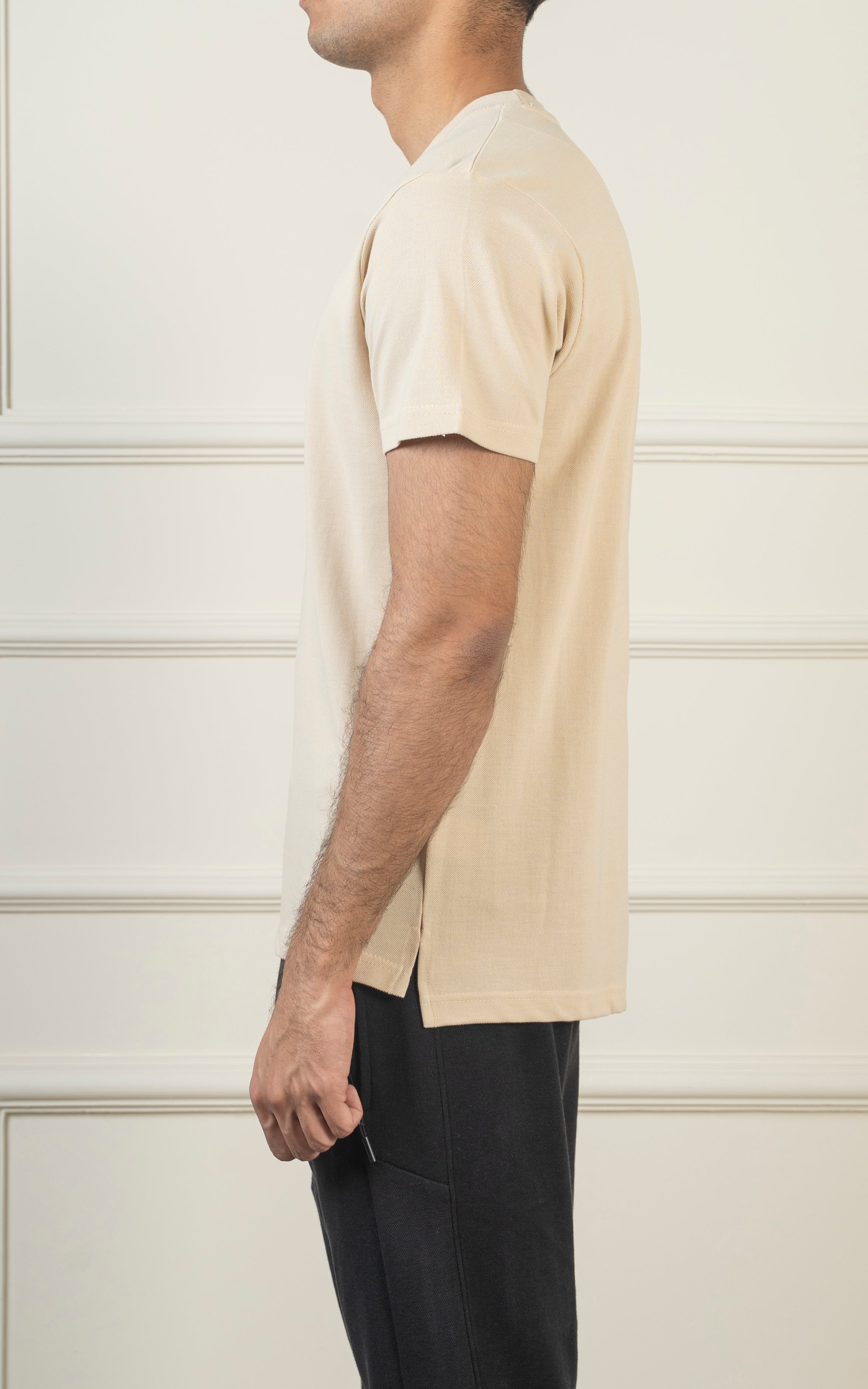ROUND NECK T SHIRT BEIGE