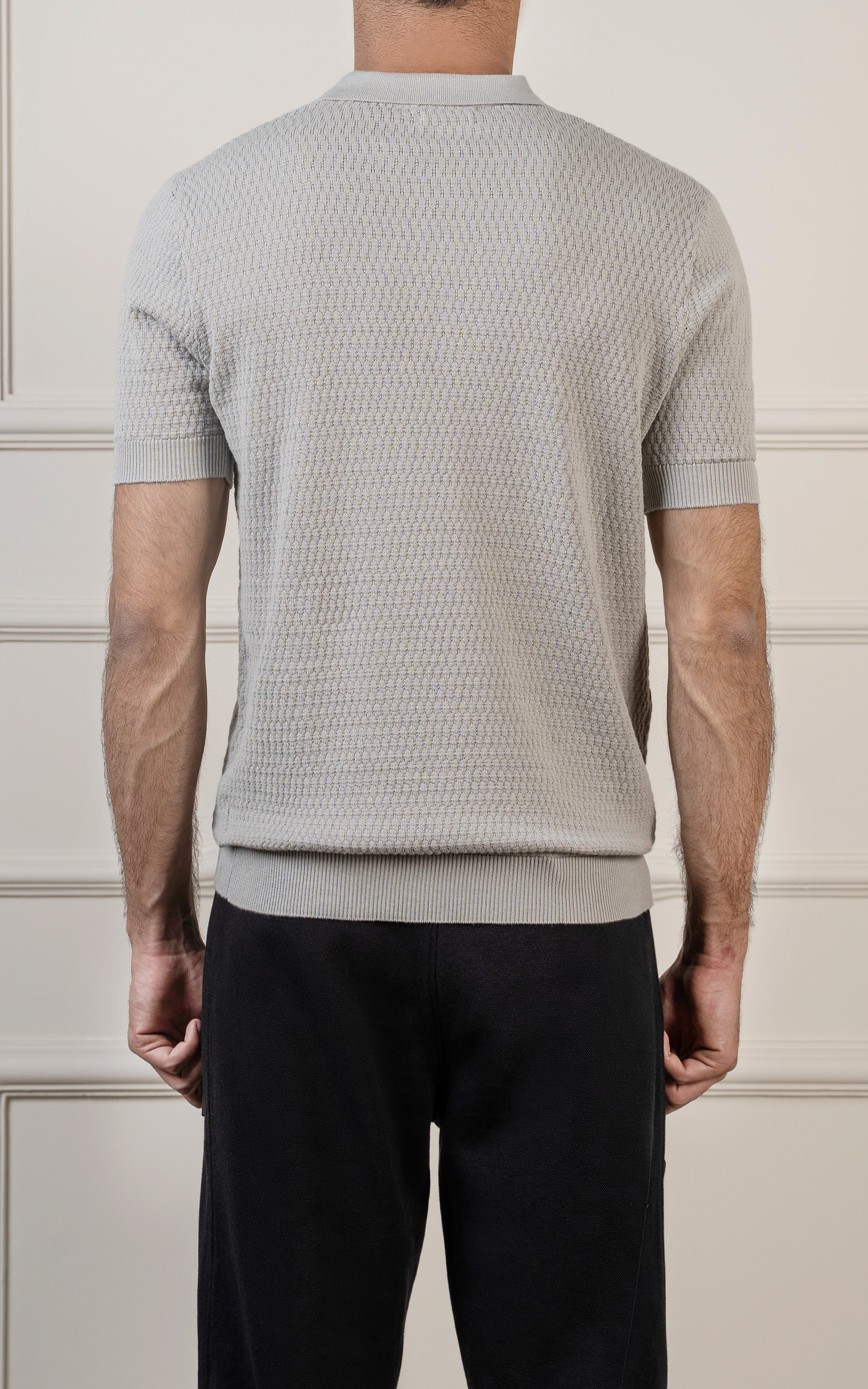 KNITTED POLO ASH GREY