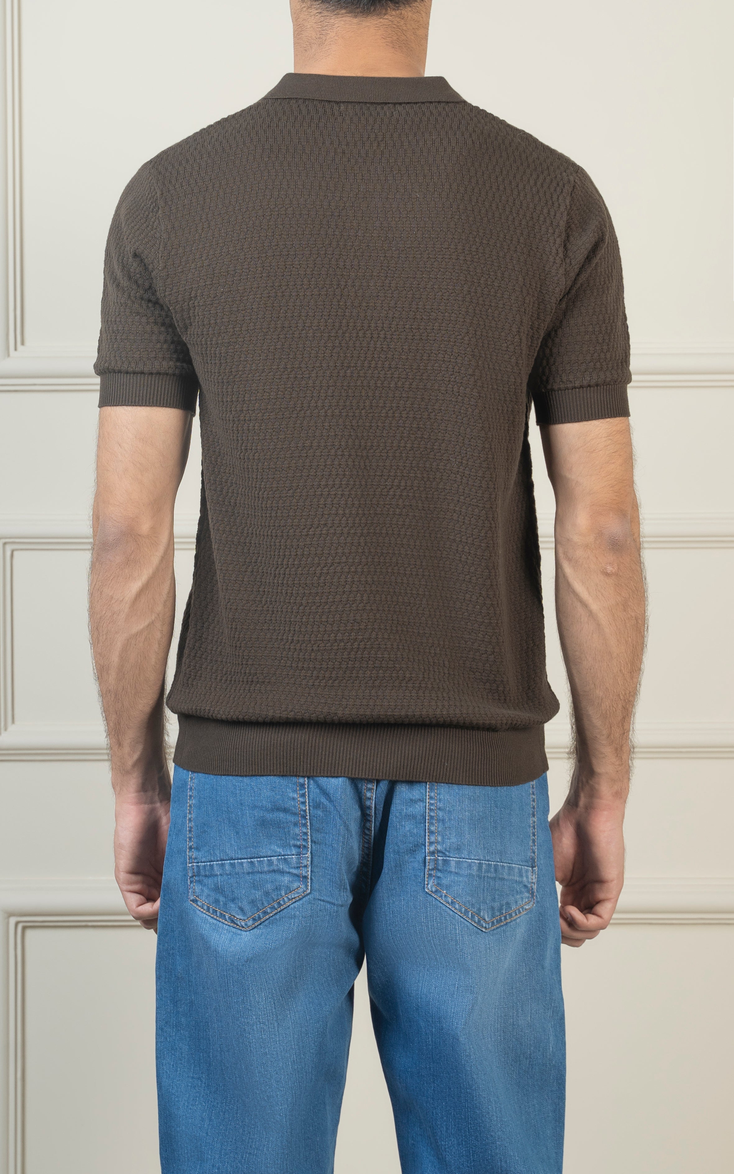 KNITTED POLO DARK OLIVE
